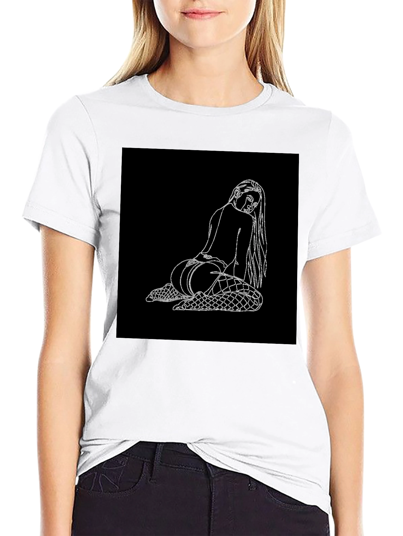 Edgy Graphic Tee: Back View Woman