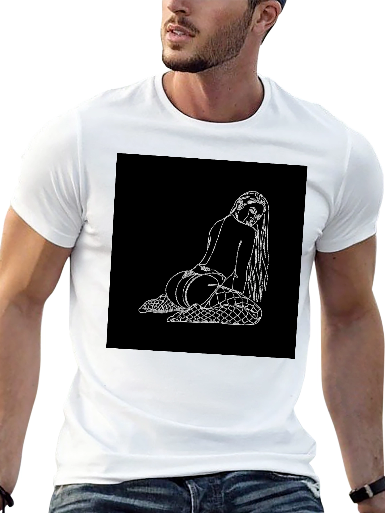 Edgy Graphic Tee: Back View Woman