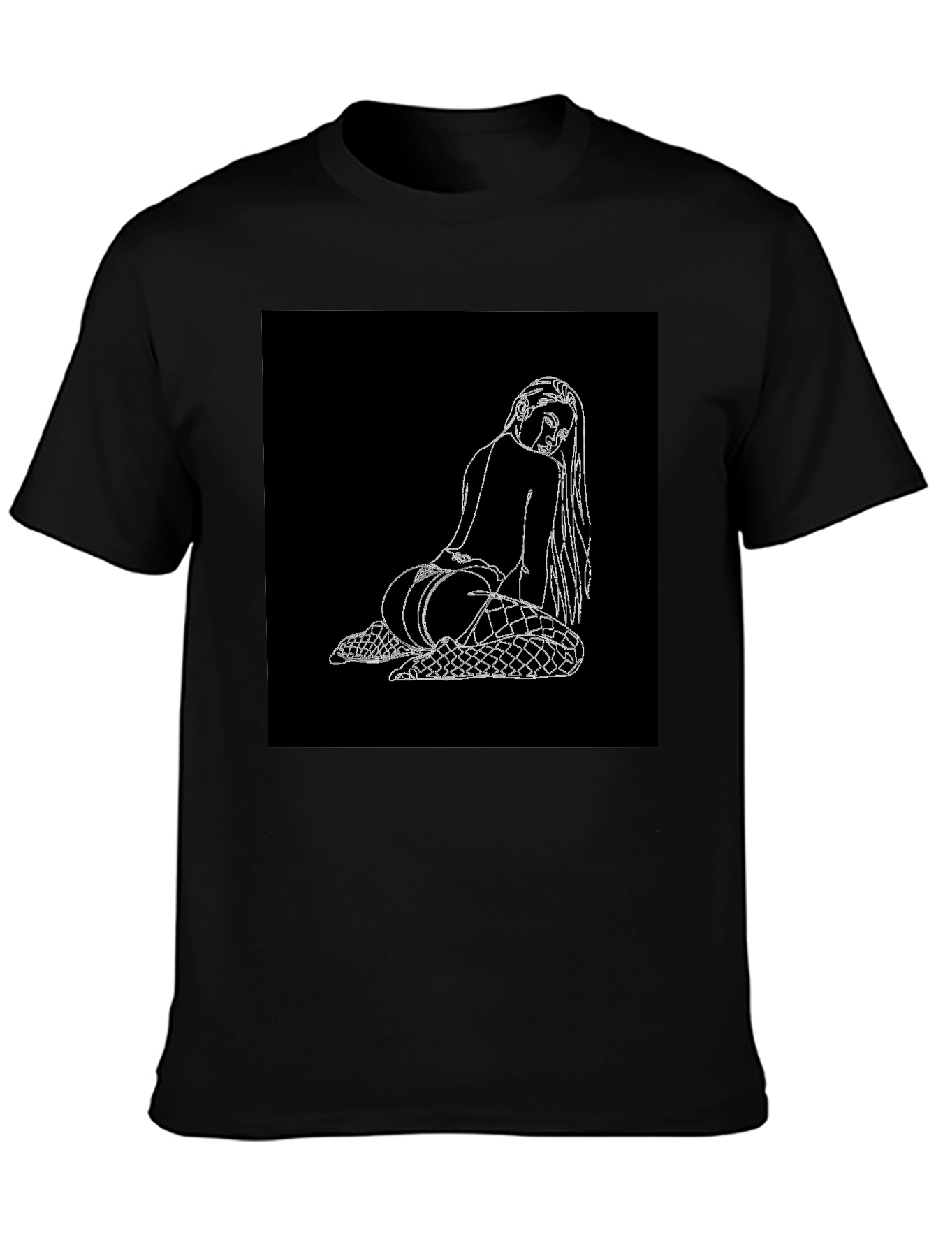 Edgy Graphic Tee: Back View Woman