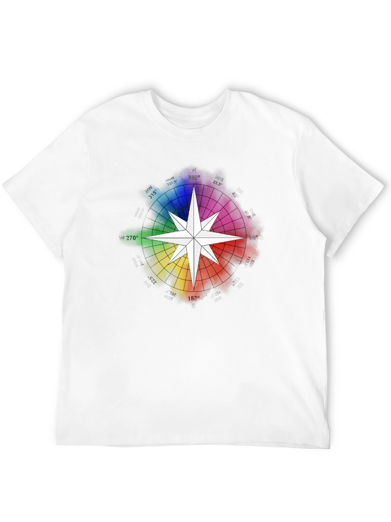 Rainbow Compass Star Graphic T-Shirt - Stylish Black Tee