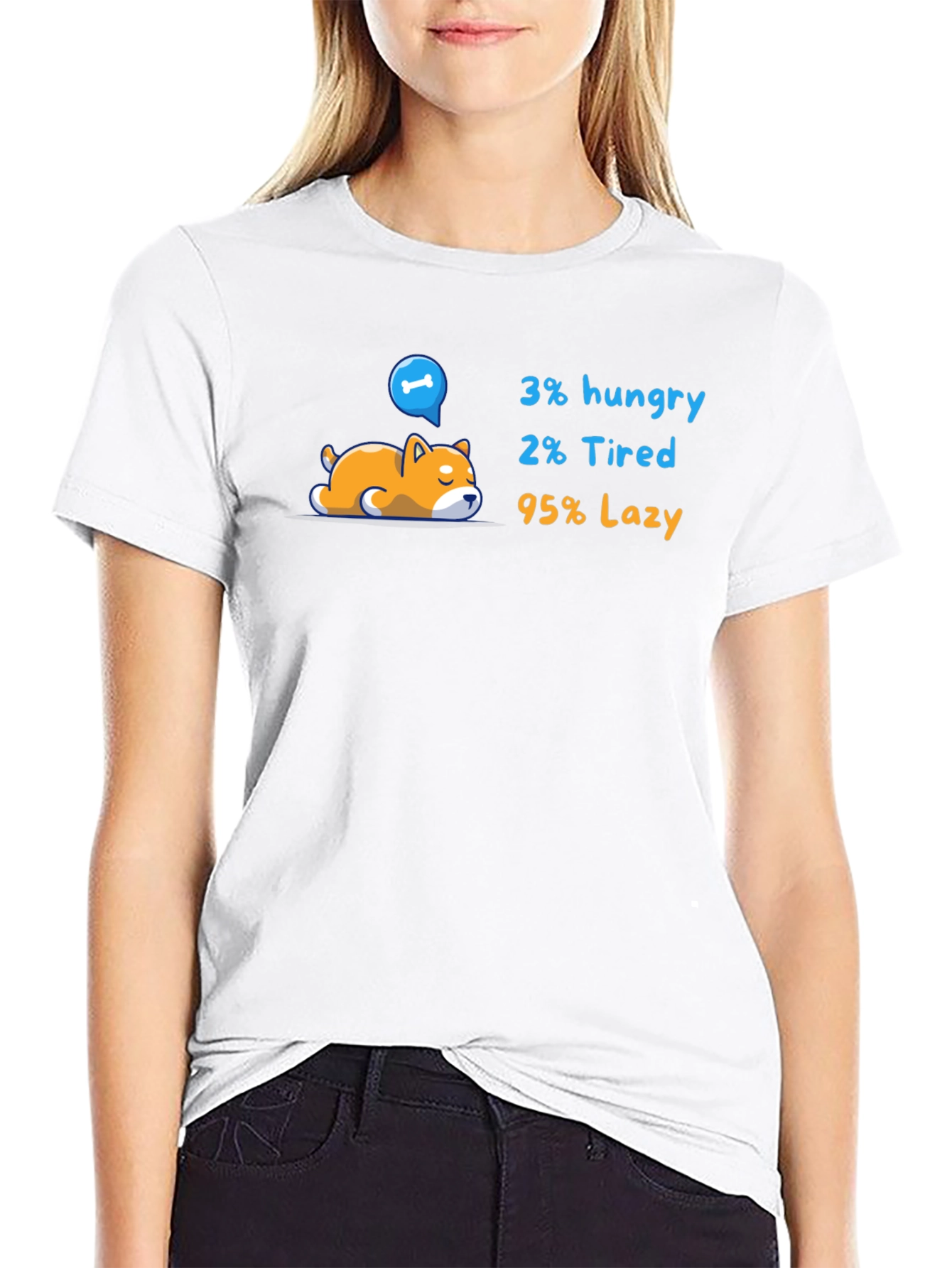 Lazy Dog Graphic T-Shirt - Funny Cartoon Tee
