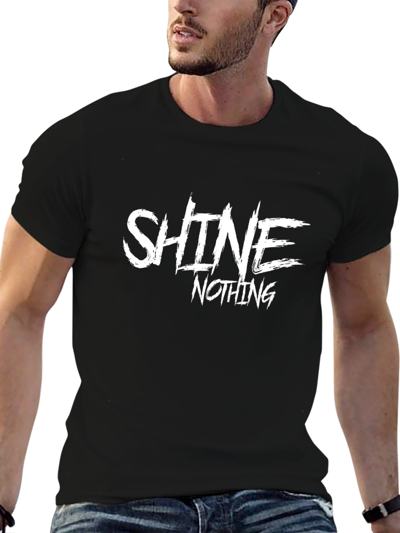 Shine Nothing Graphic Print Black T-Shirt