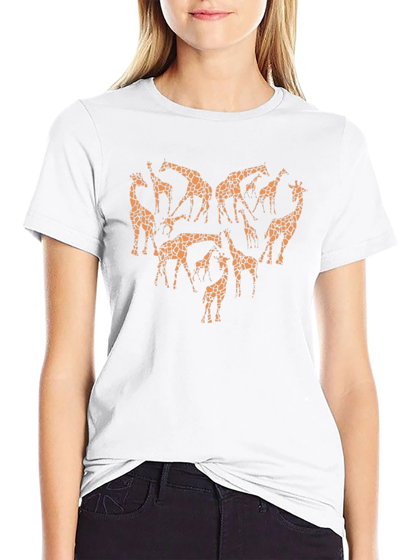 Giraffe Love Heart T-Shirt - Novelty Animal Print Tee