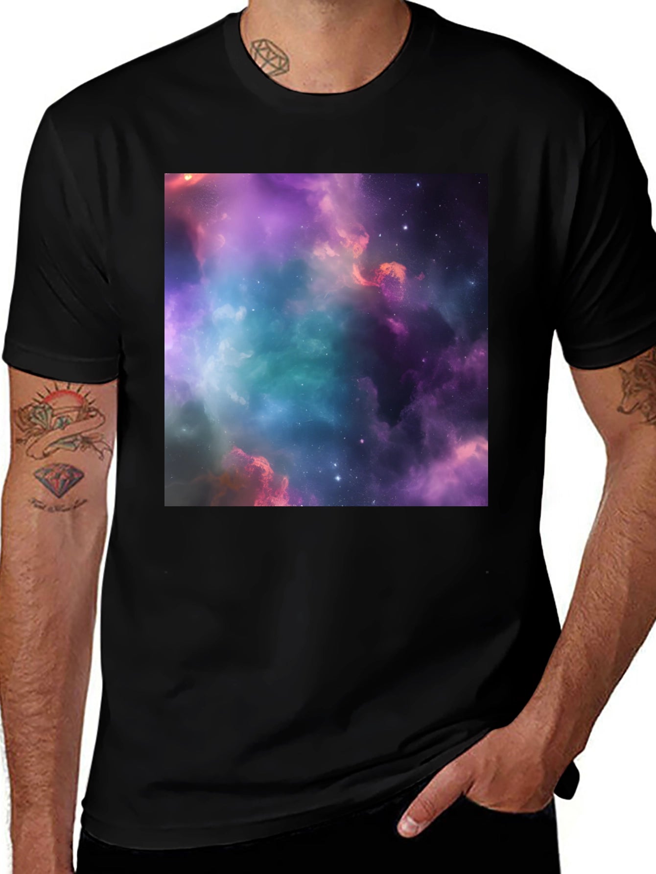 Nebula Galaxy Graphic Black T-Shirt