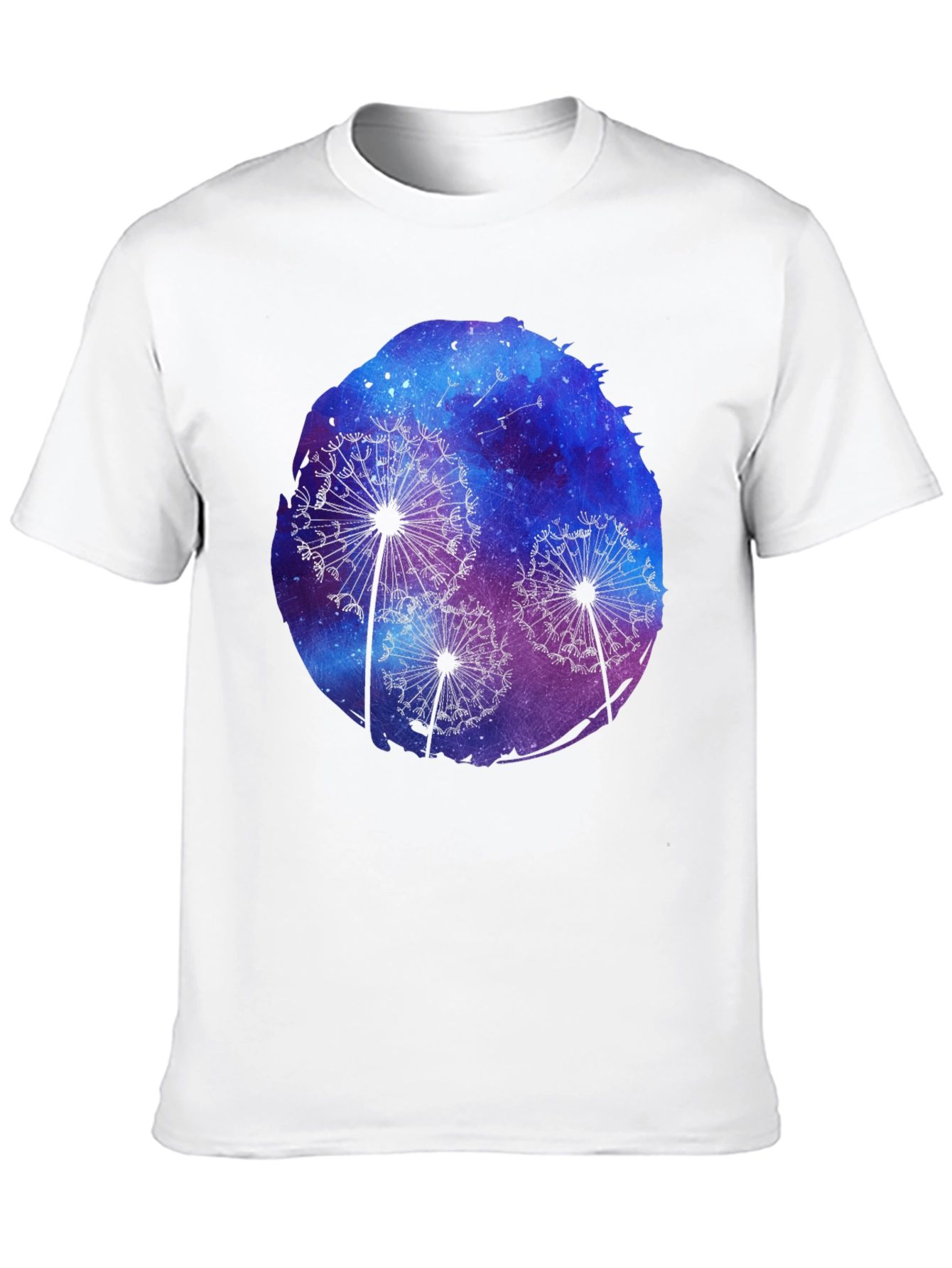Dandelion Galaxy Print Black T-Shirt