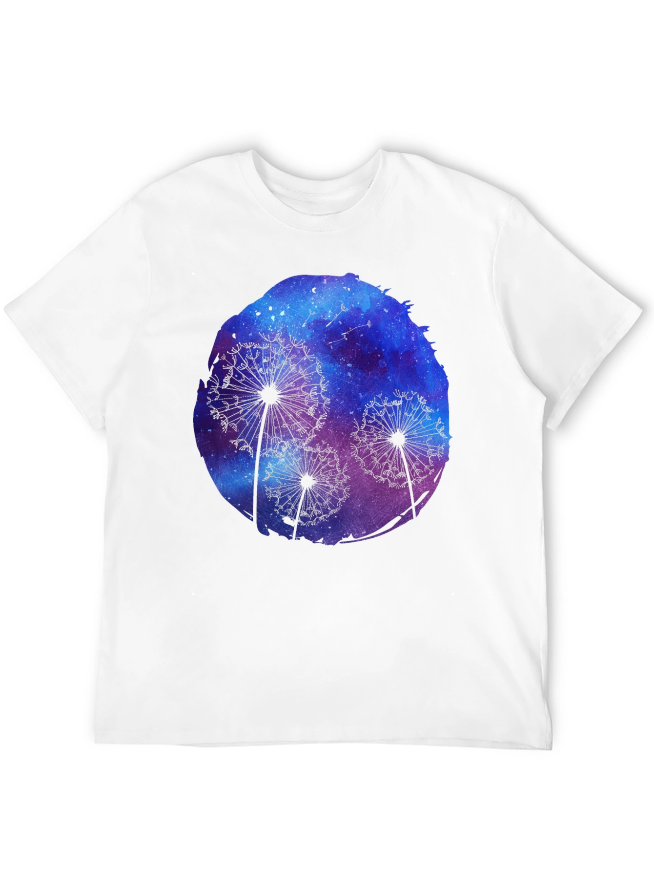 Dandelion Galaxy Print Black T-Shirt