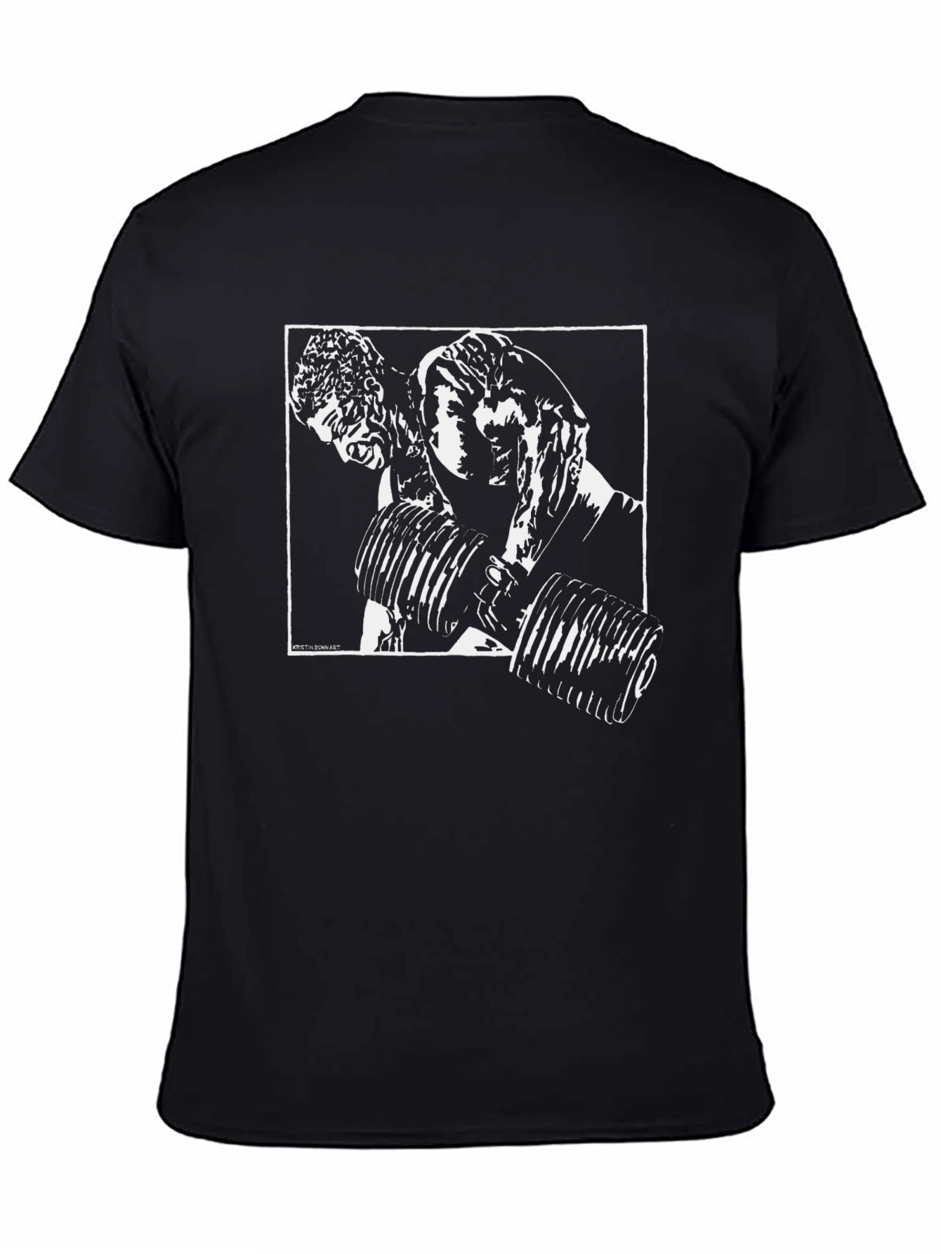 Black Graphic T-Shirt: Weightlifting Design