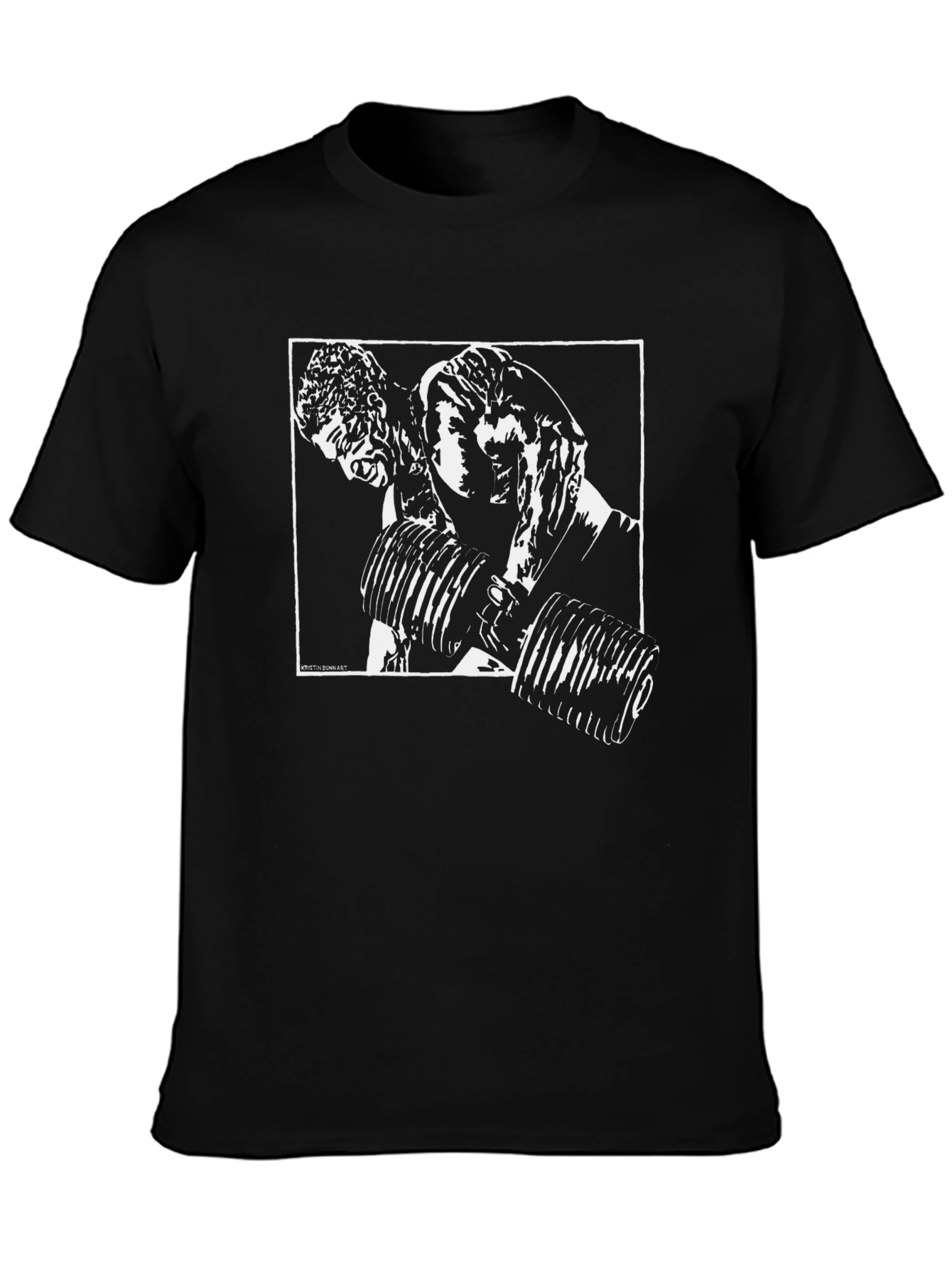 Black Graphic T-Shirt: Weightlifting Design