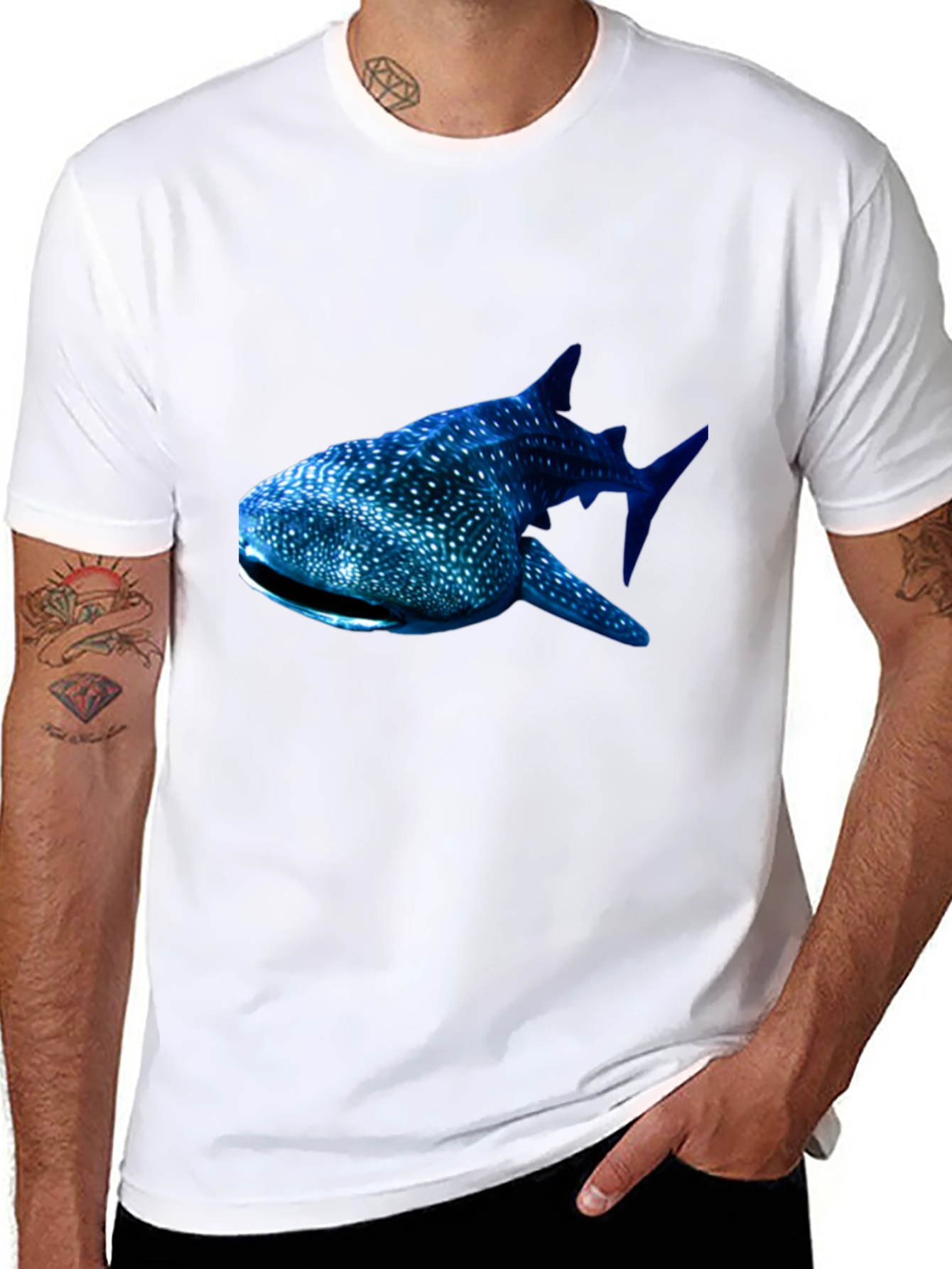 Whale Shark Graphic Tee - Black Cotton T-Shirt