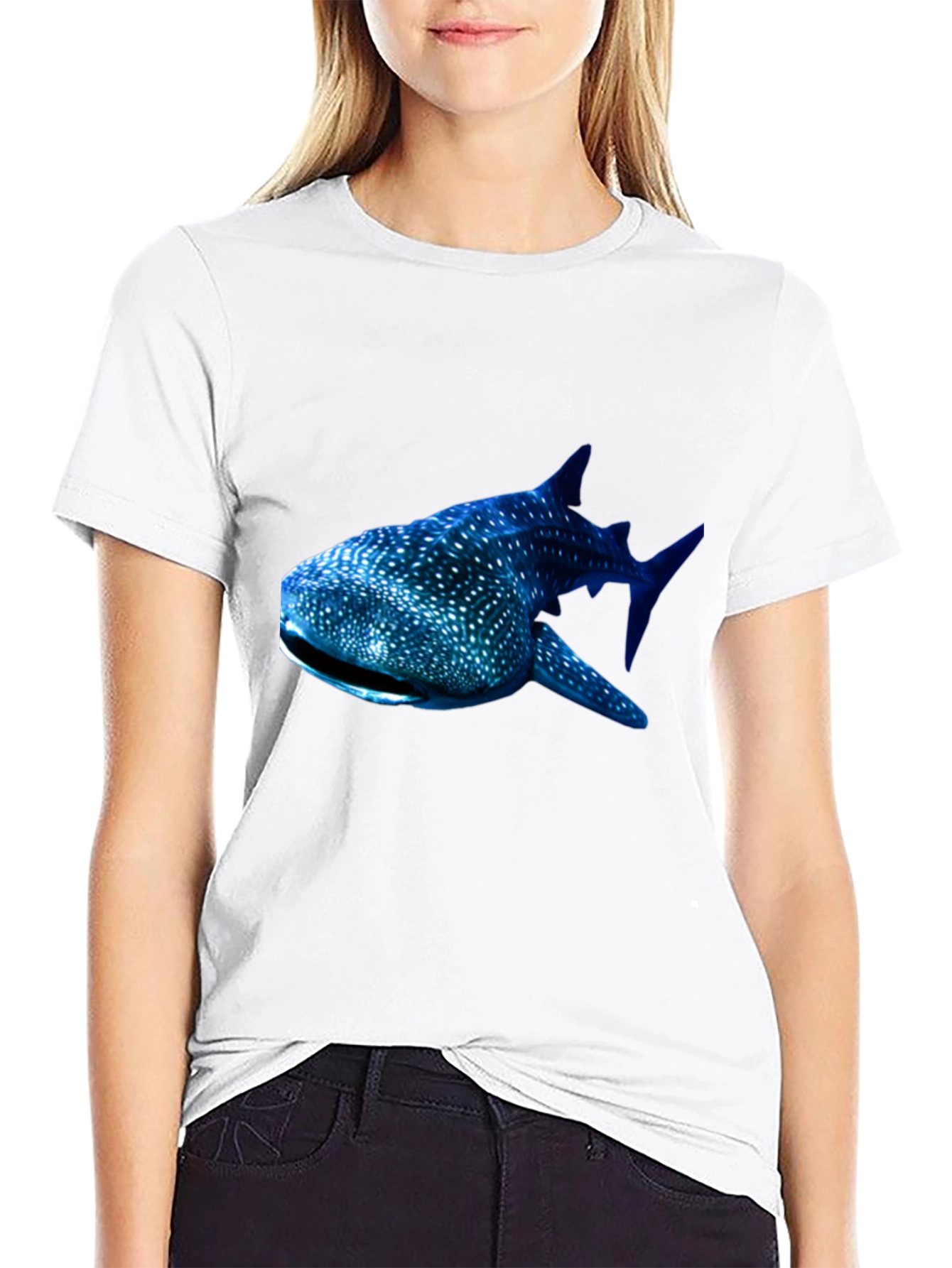 Whale Shark Graphic Tee - Black Cotton T-Shirt