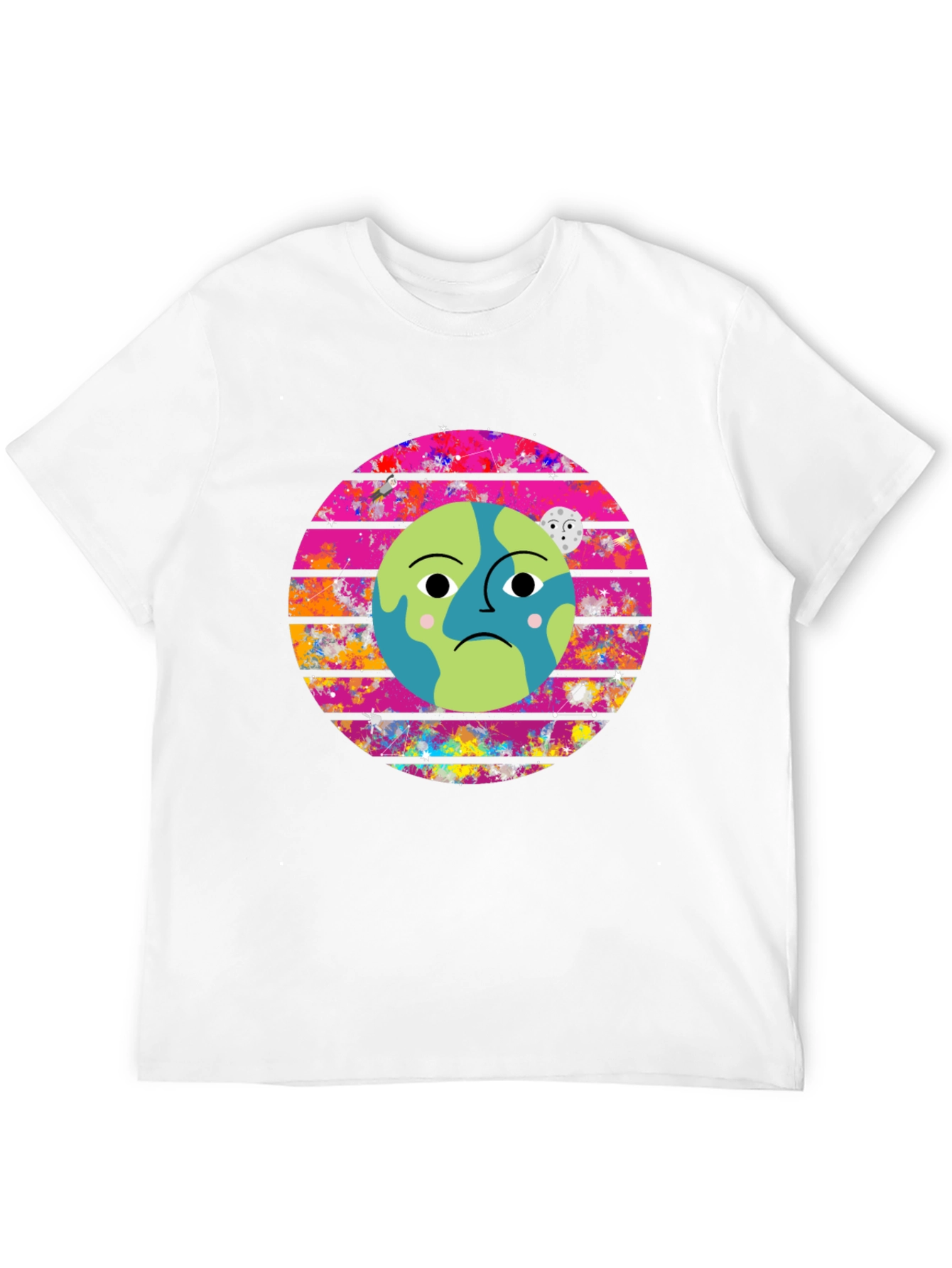 Sad Earth Graphic Tee - Black Cotton T-Shirt