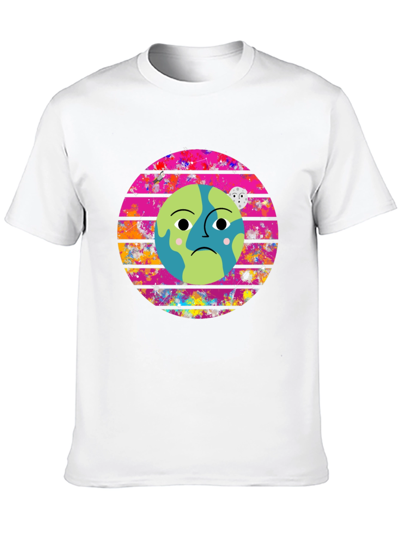 Sad Earth Graphic Tee - Black Cotton T-Shirt