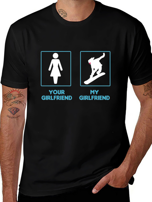 Funny My Girlfriend Snowboarding Graphic Tee