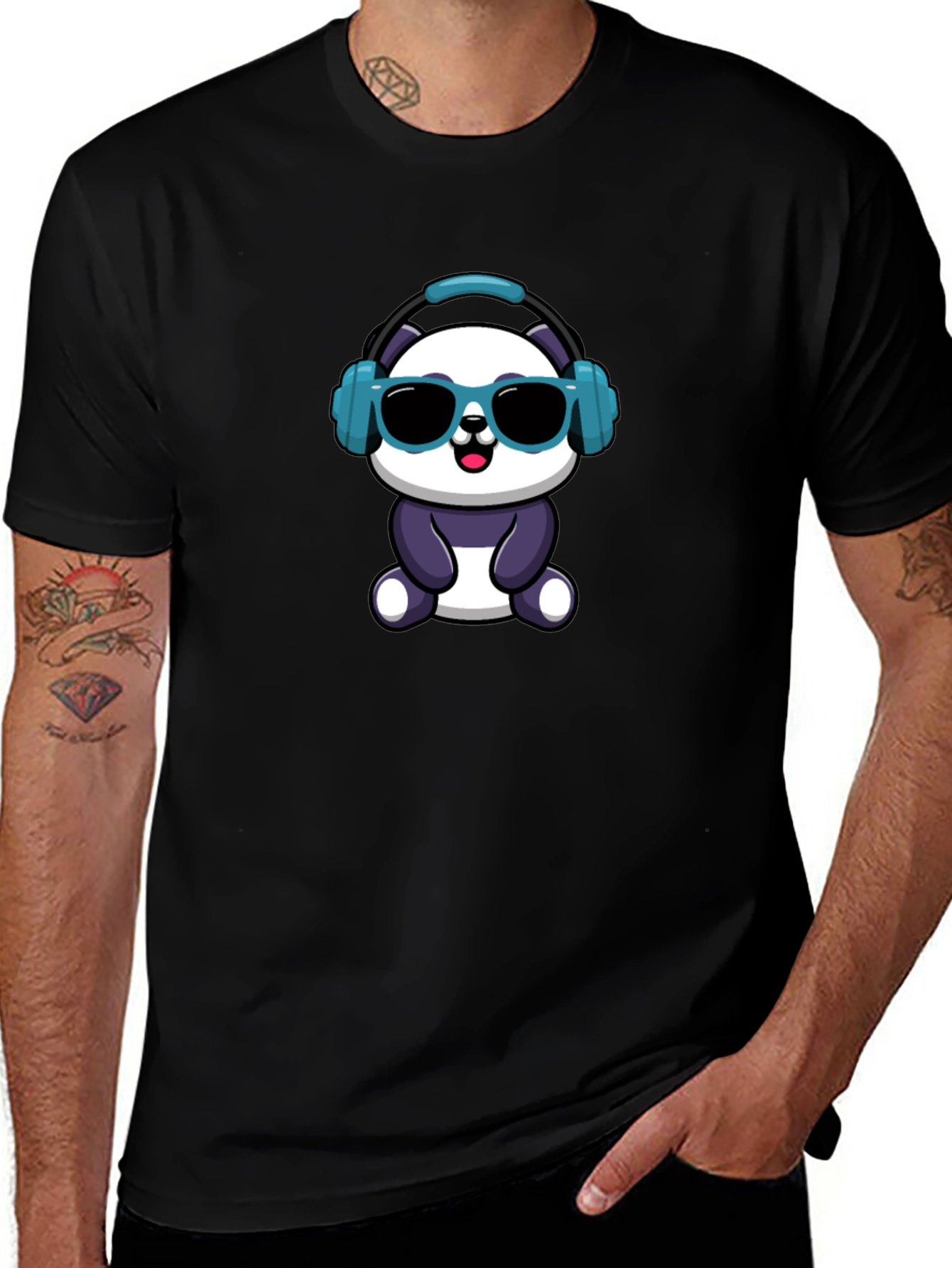 Cool Panda Graphic Tee - Black Cotton T-Shirt