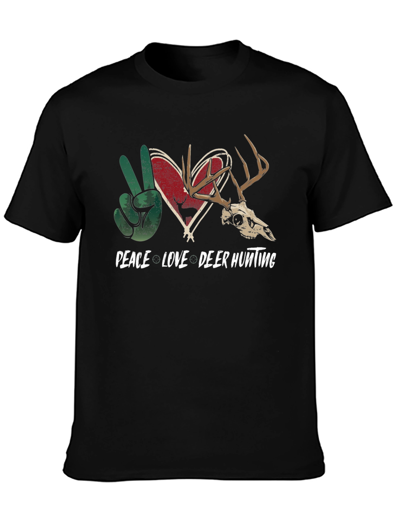 Peace Love Deer Hunting Graphic Tee