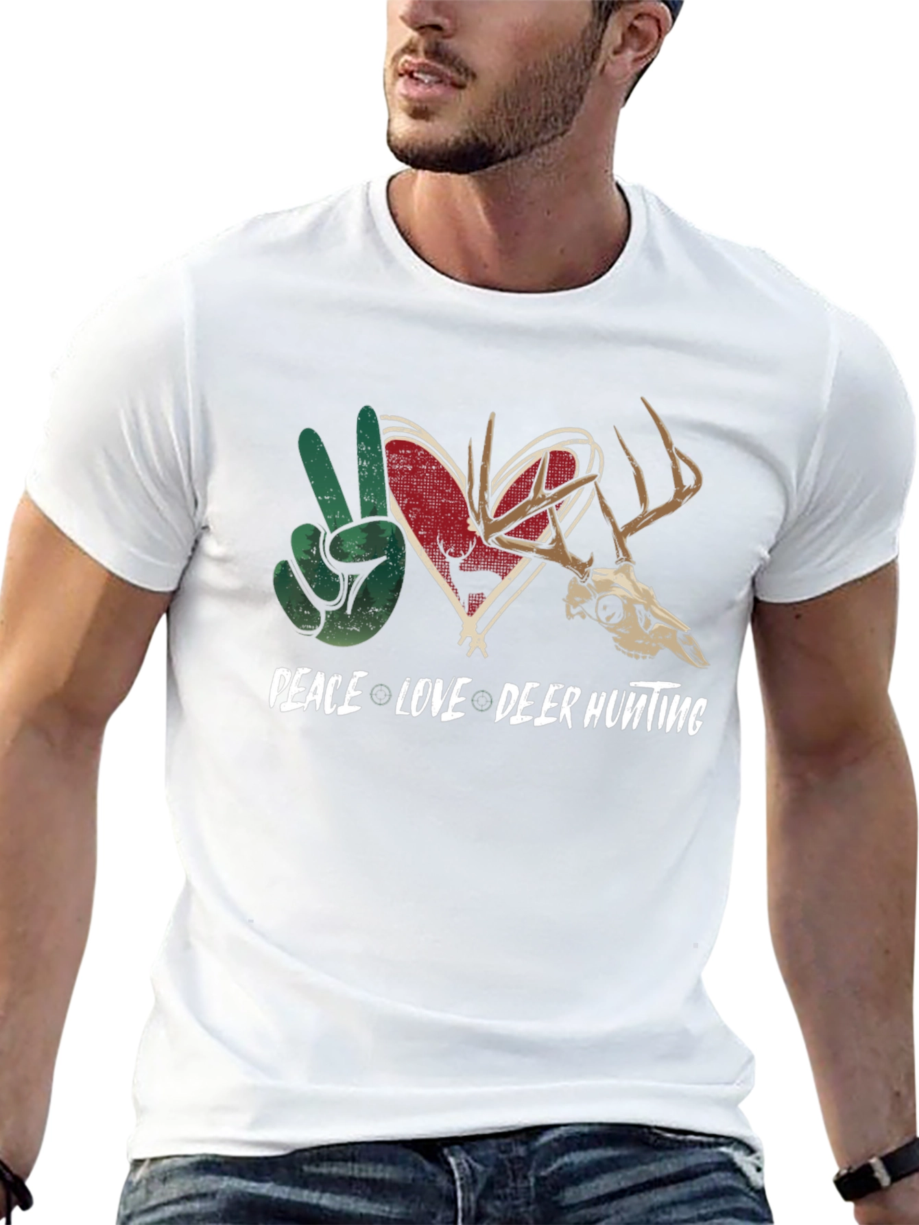 Peace Love Deer Hunting Graphic Tee