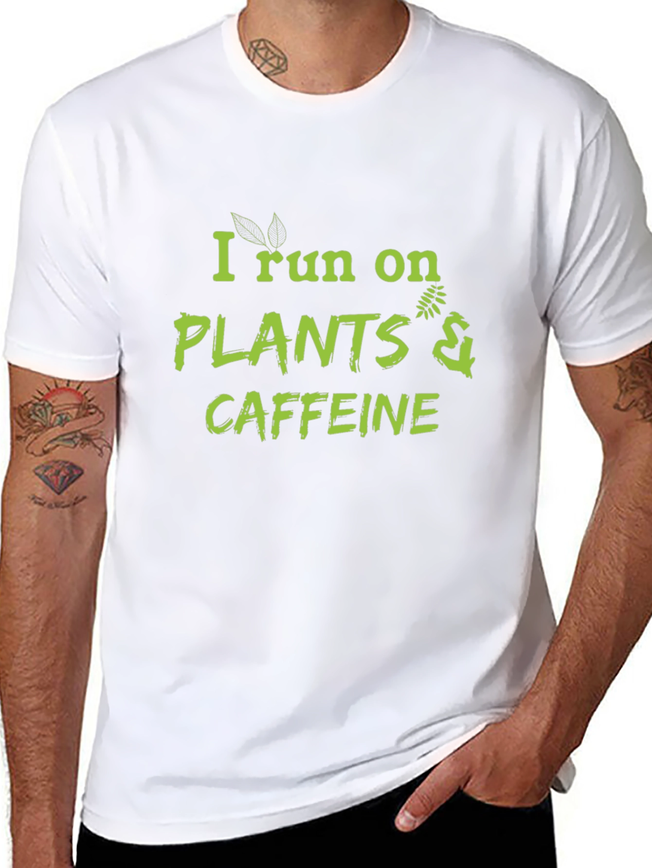 I Run on Plants & Caffeine Black T-Shirt