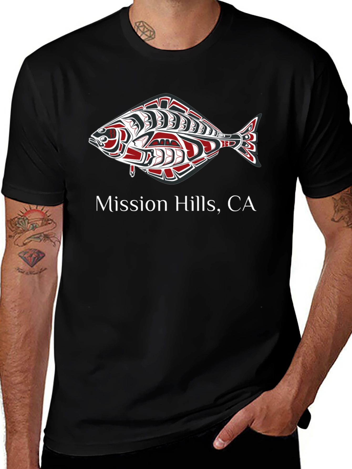 Mission Hills CA Fish Graphic T-Shirt