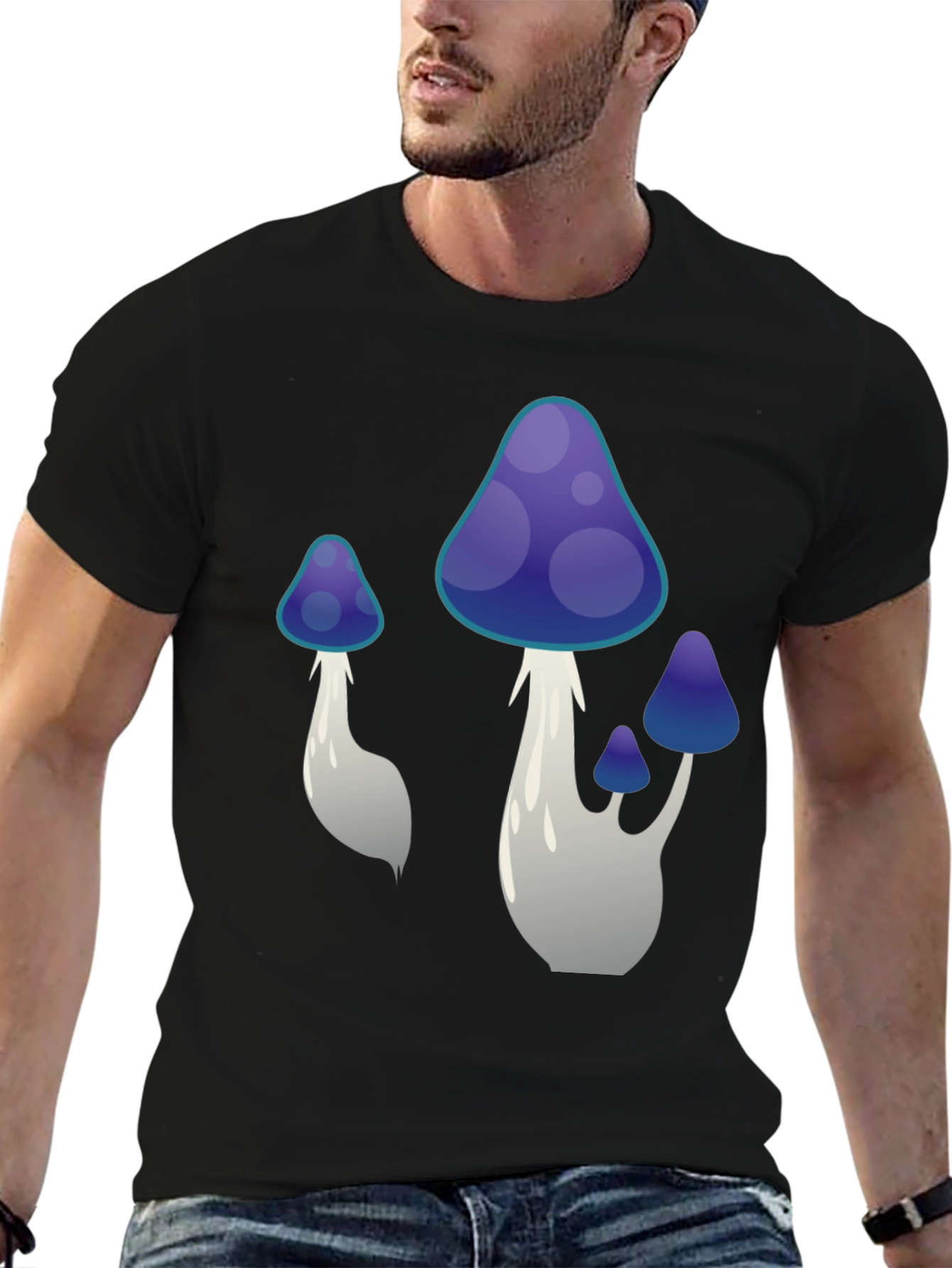 Mushroom Graphic Tee - Black Cotton Blend