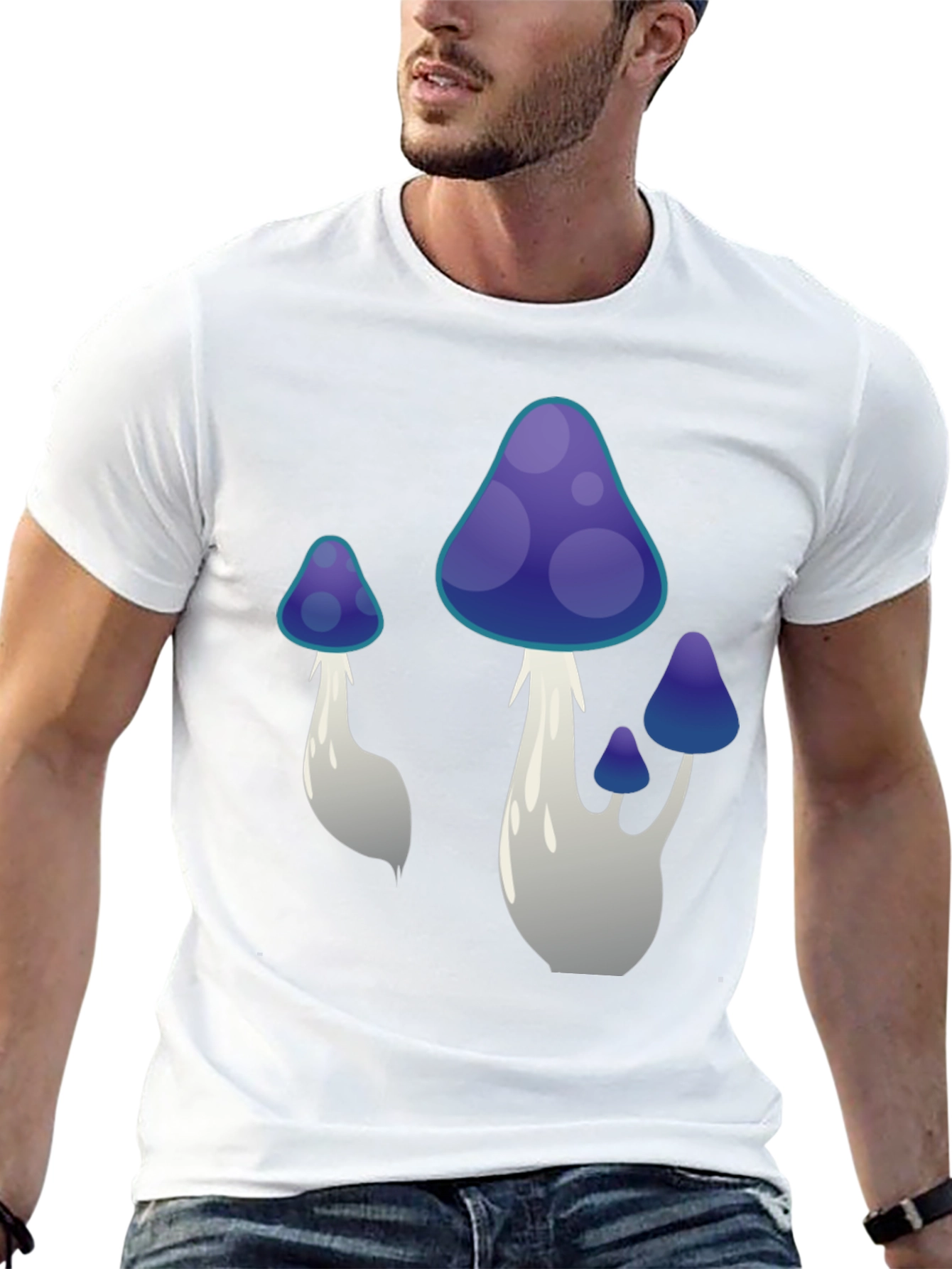 Mushroom Graphic Tee - Black Cotton Blend