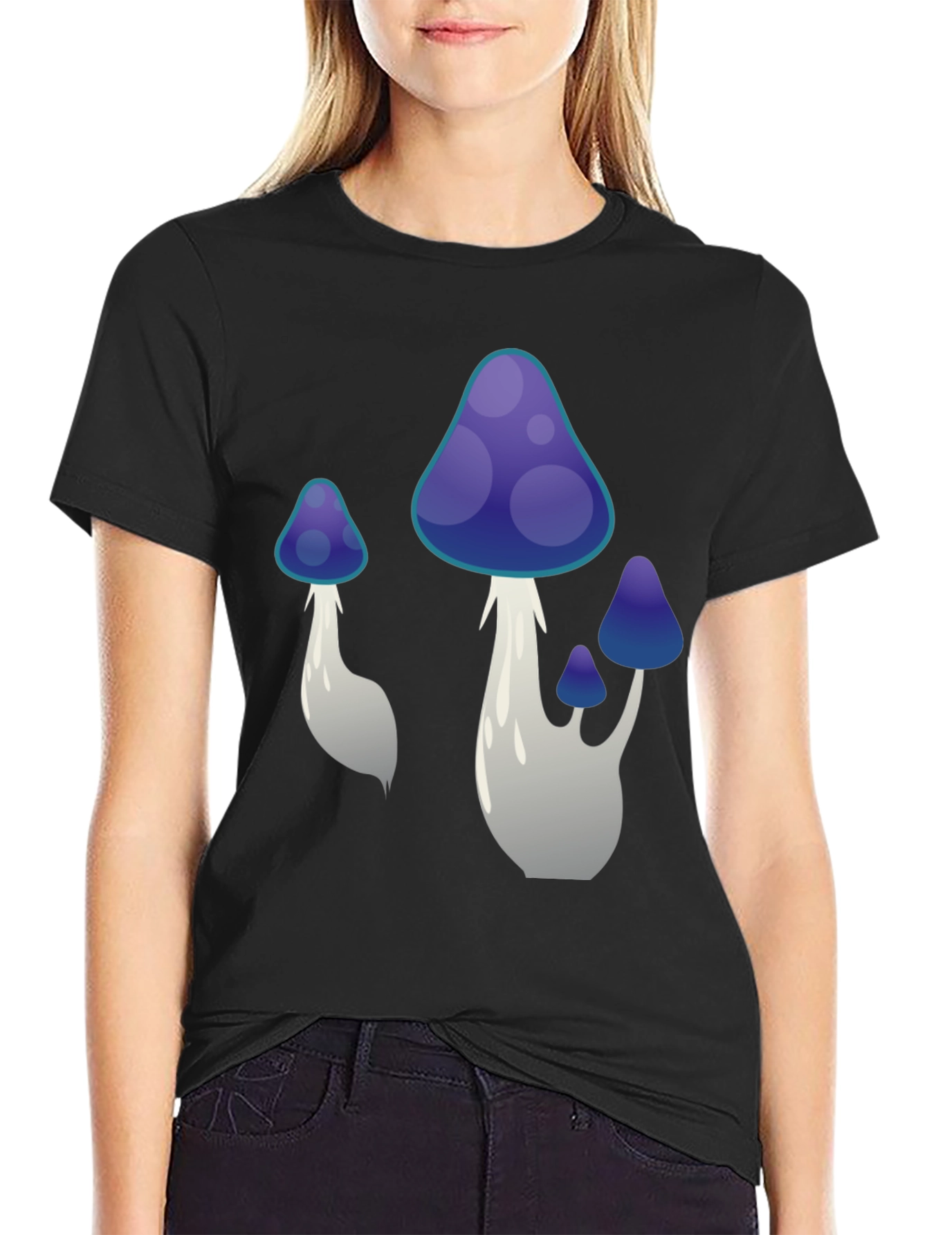 Mushroom Graphic Tee - Black Cotton Blend