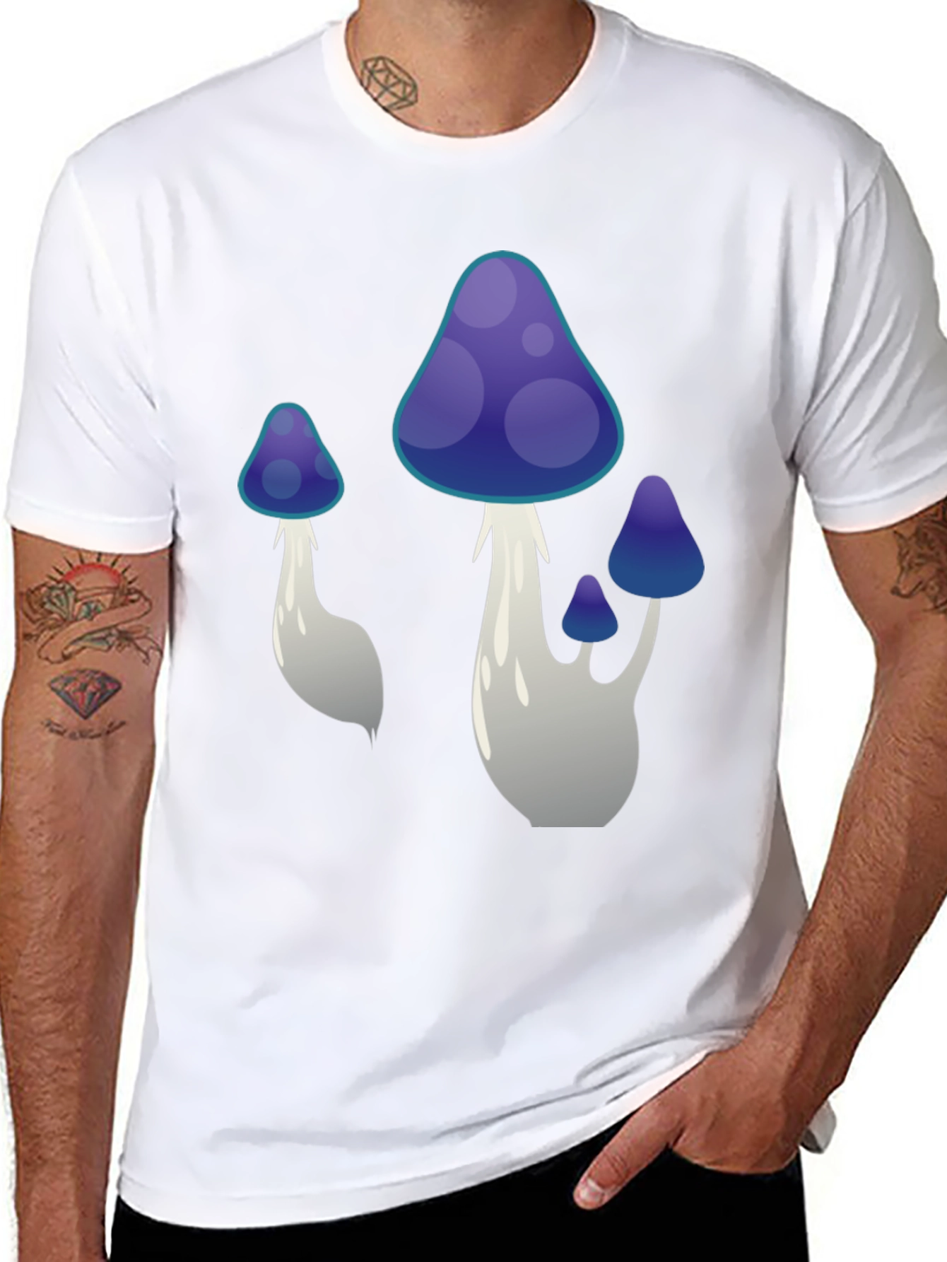 Mushroom Graphic Tee - Black Cotton Blend