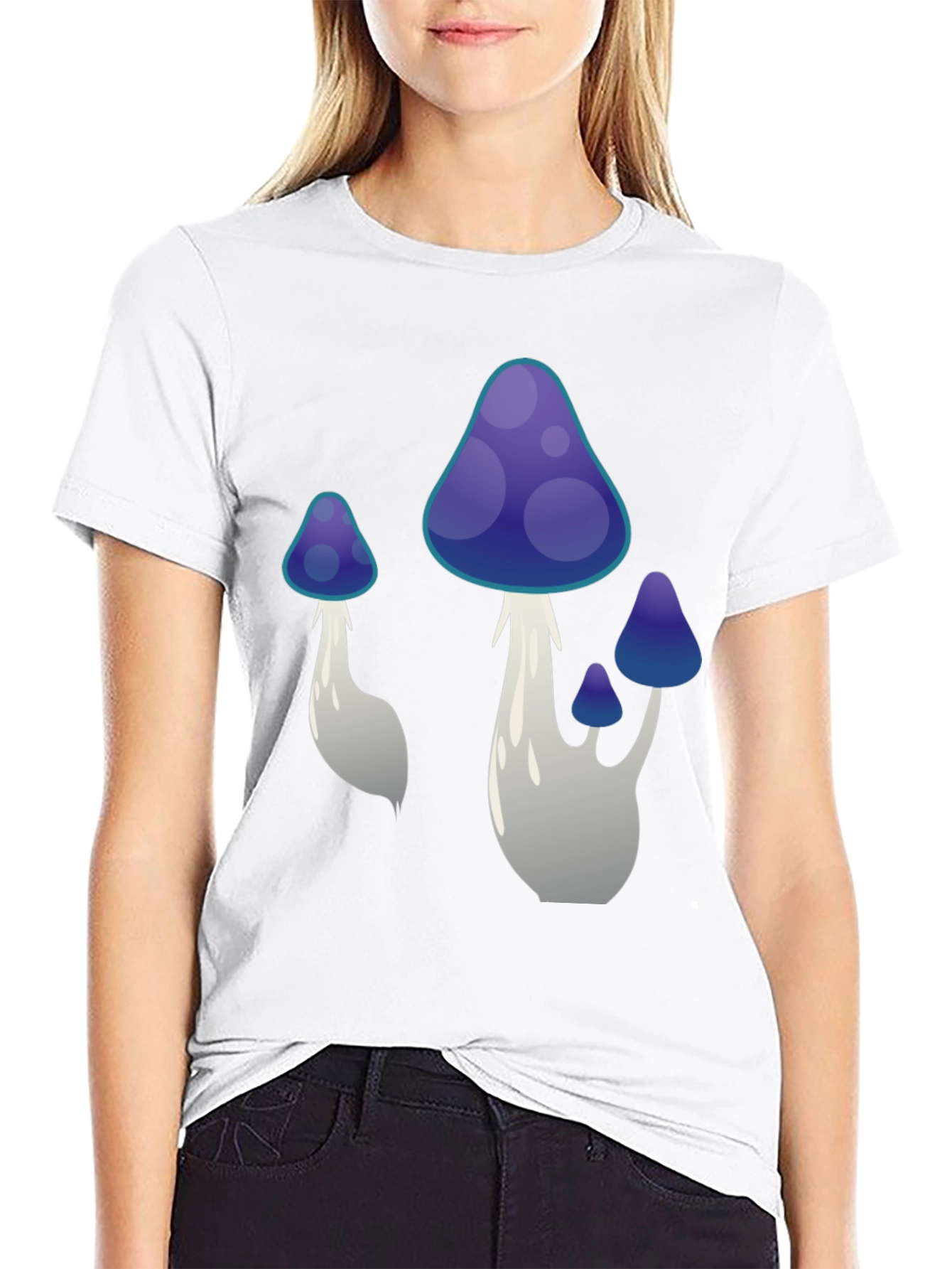 Mushroom Graphic Tee - Black Cotton Blend