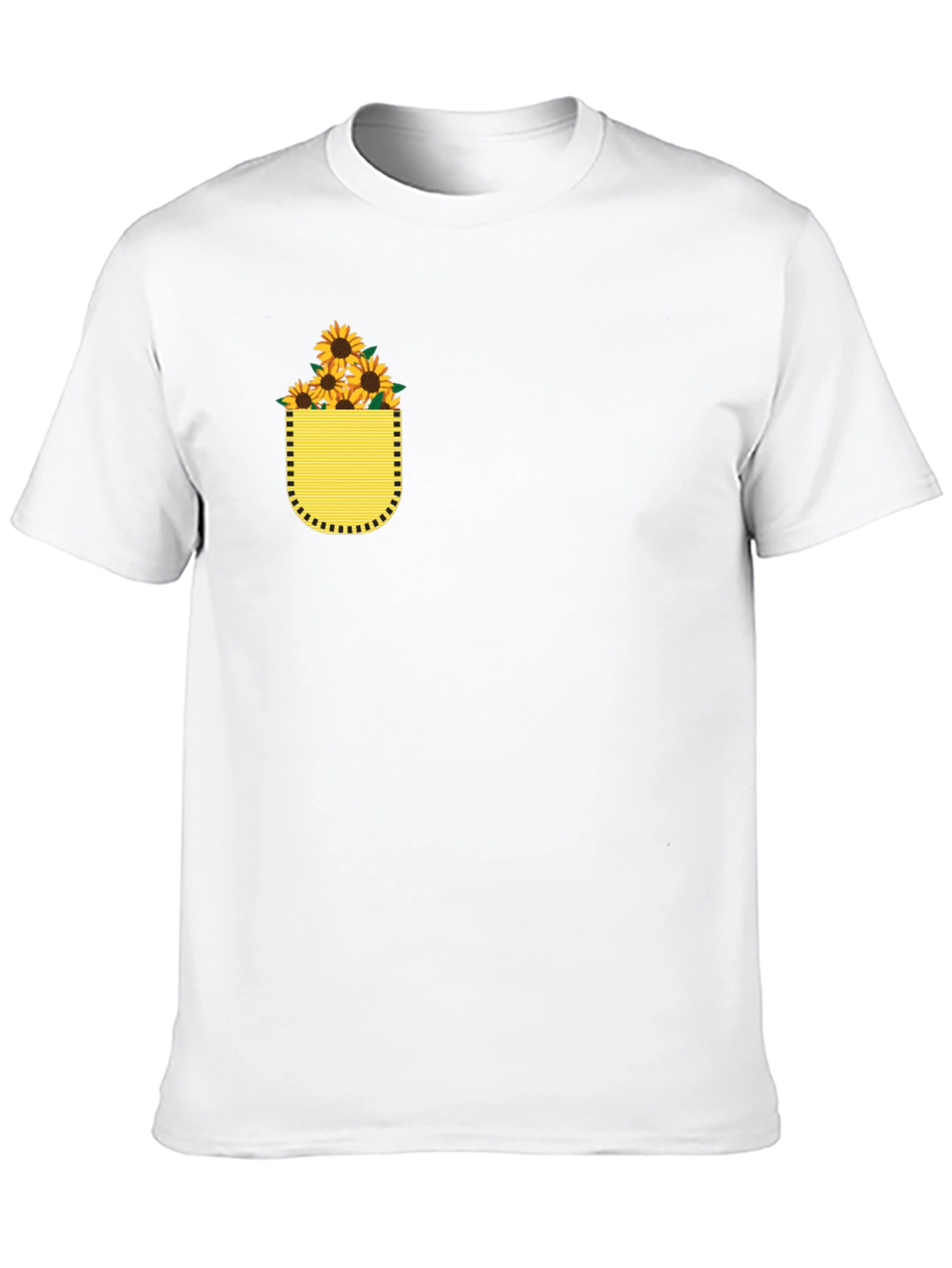 Sunflower Pocket Graphic Tee - Soft Black Cotton