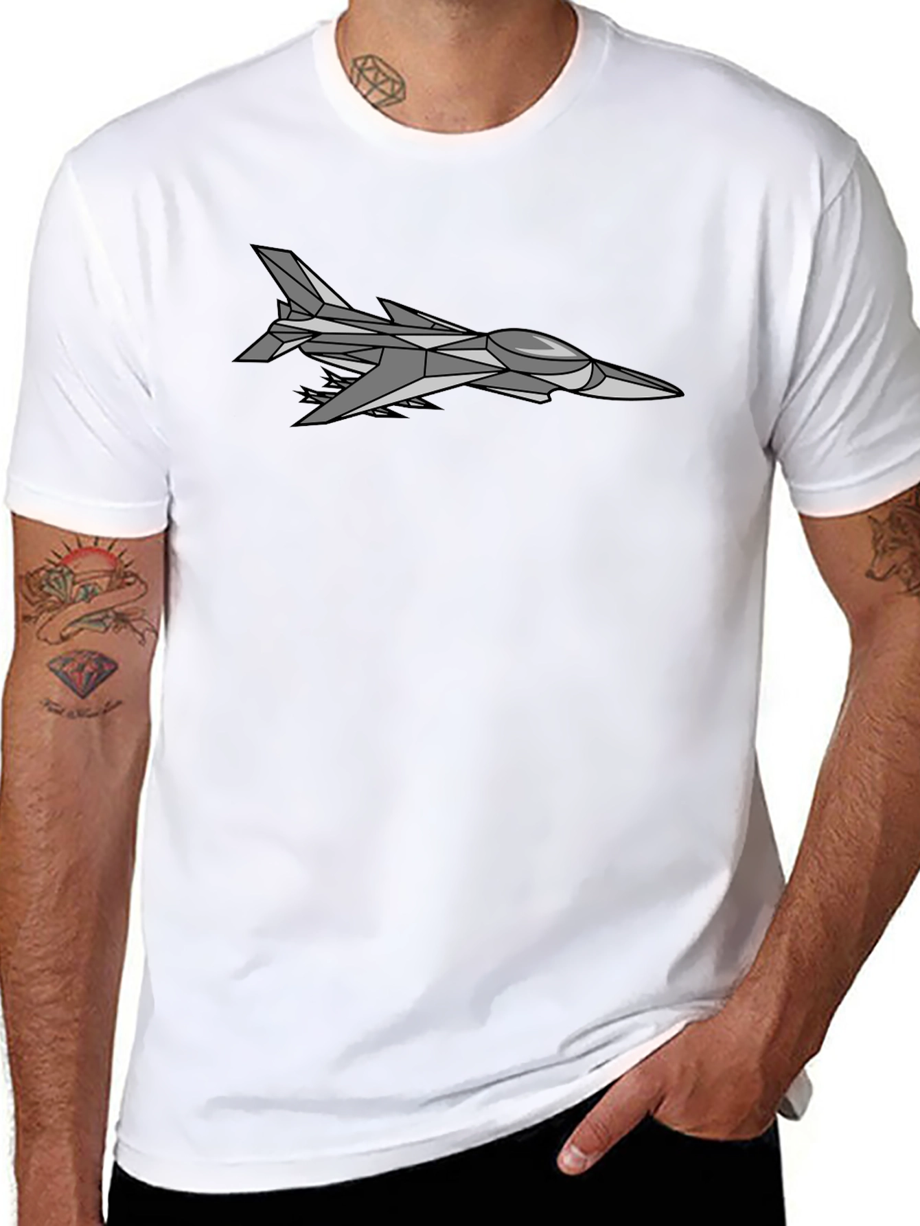 Jet Fighter Graphic Tee - Sleek Black T-Shirt