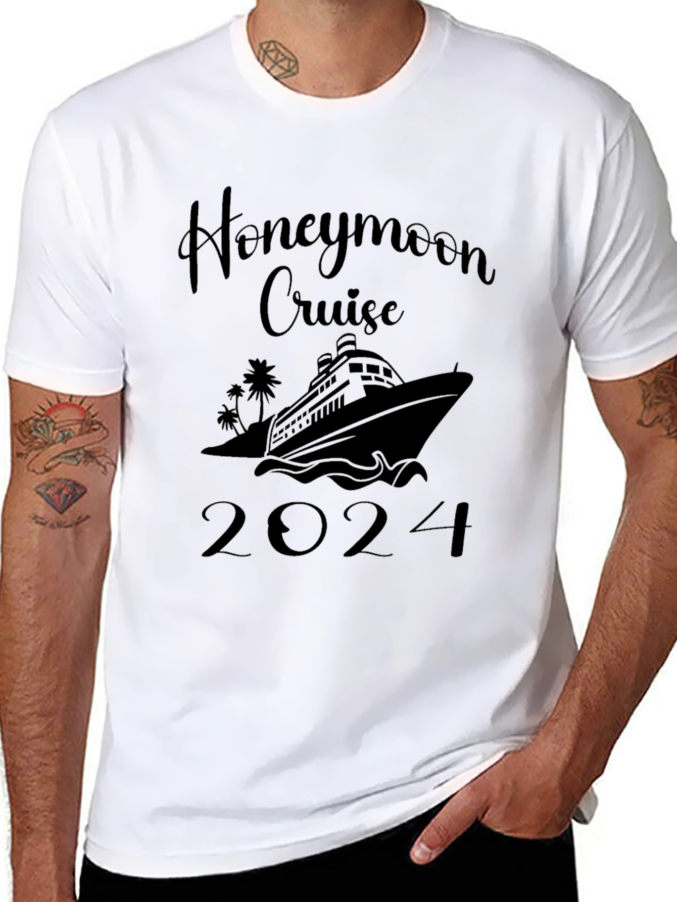 Honeymoon Cruise 2024 Black Graphic T-Shirt