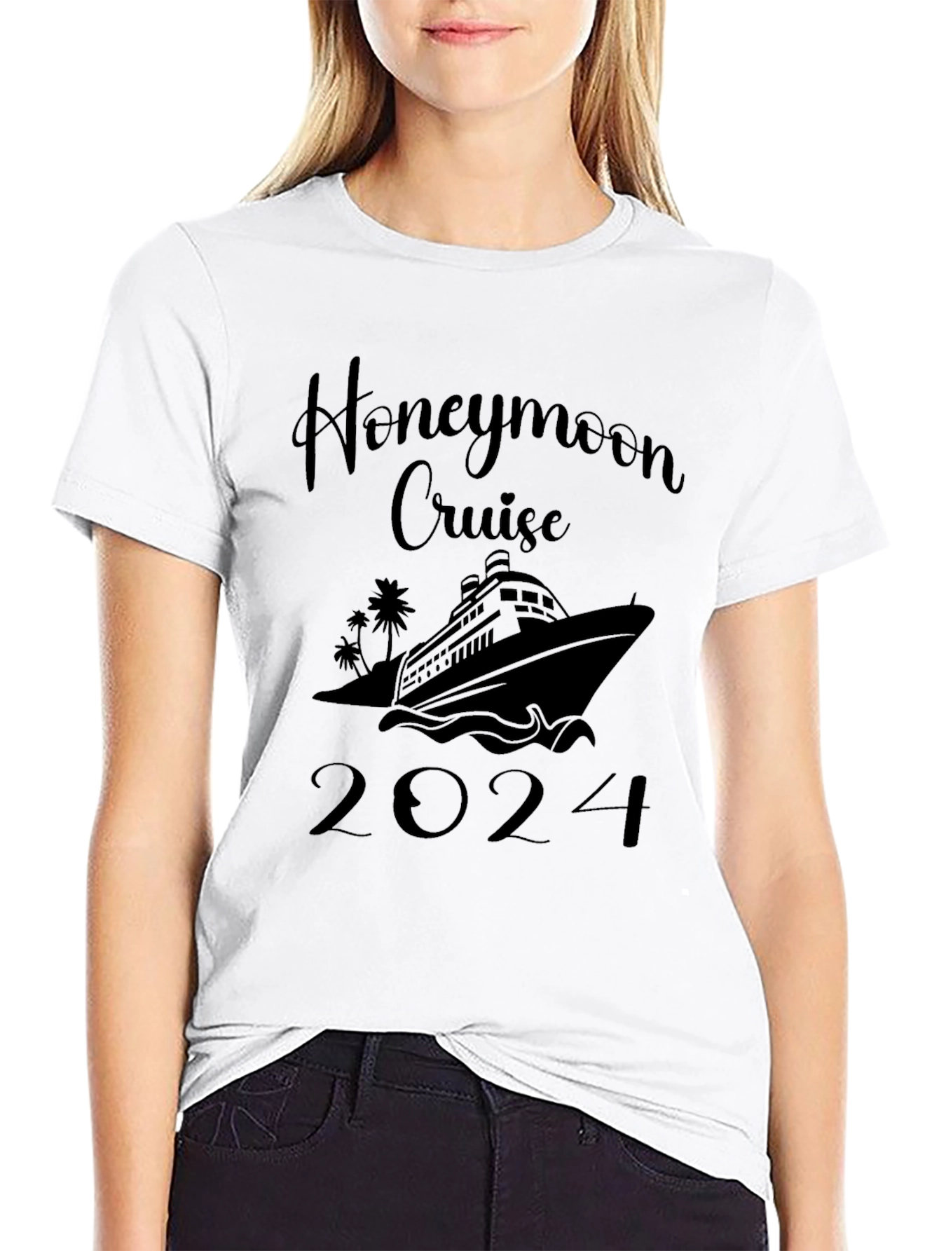 Honeymoon Cruise 2024 Black Graphic T-Shirt