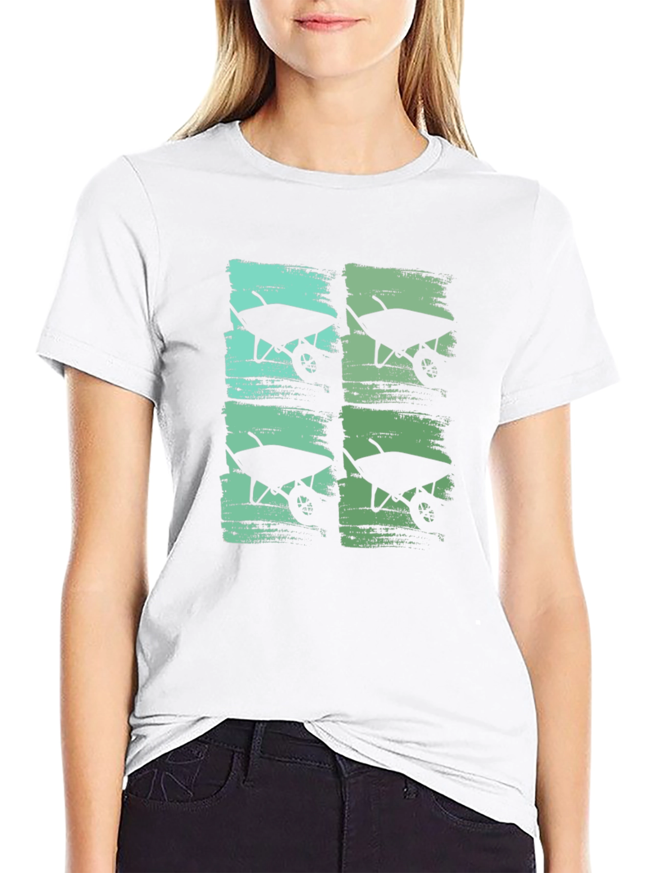 Wheelbarrow Graphic Print Crew Neck T-Shirt
