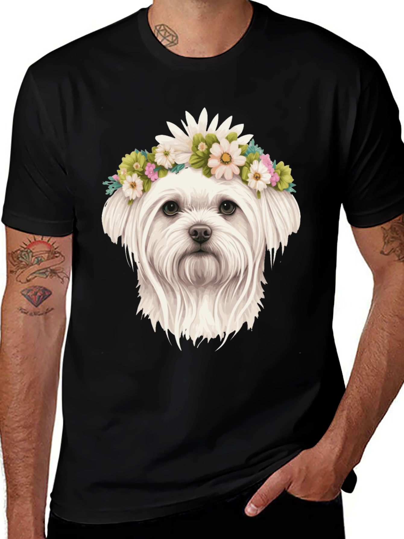 Dog with Flower Crown Tee