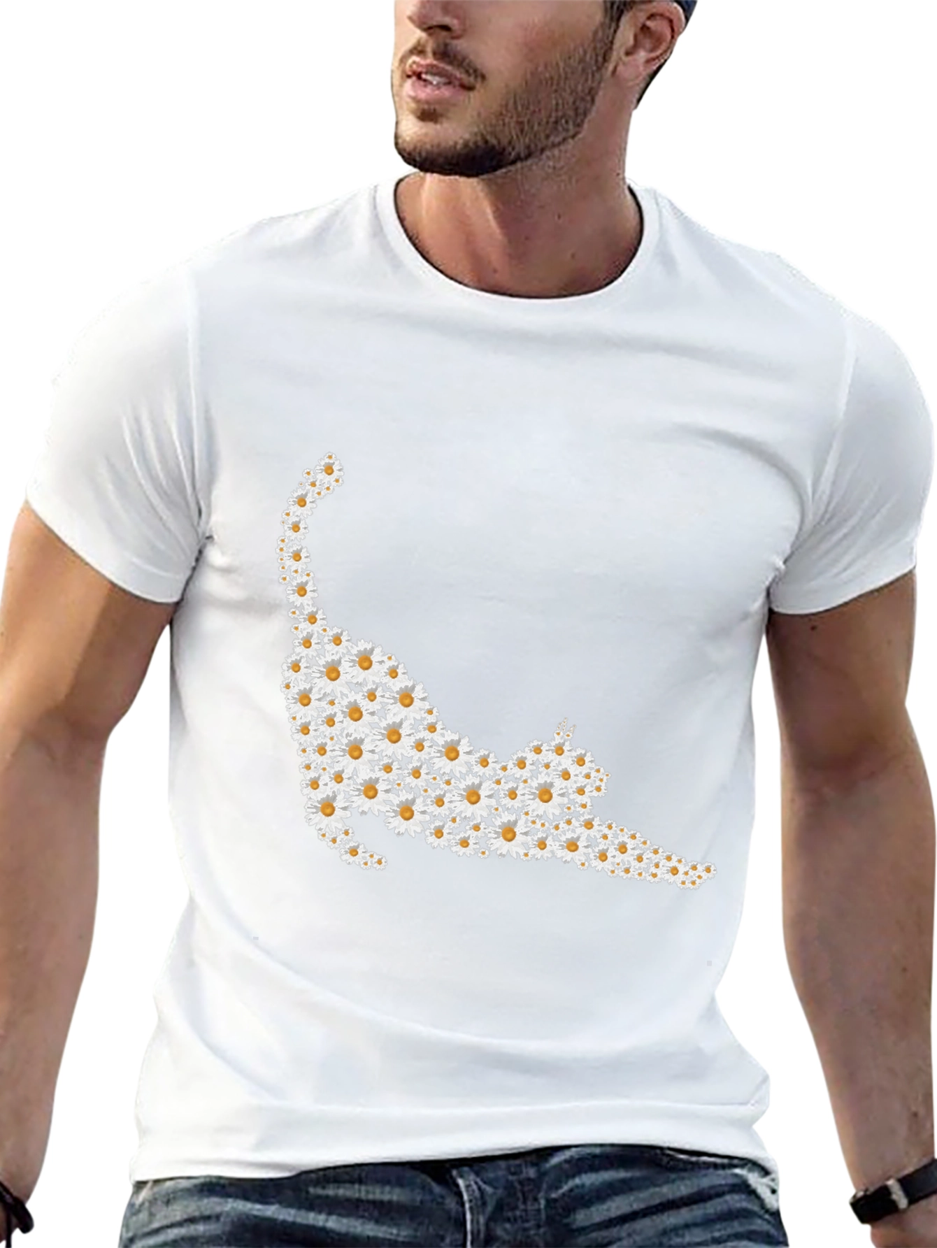 Daisy Cat T-Shirt - Floral Feline Tee