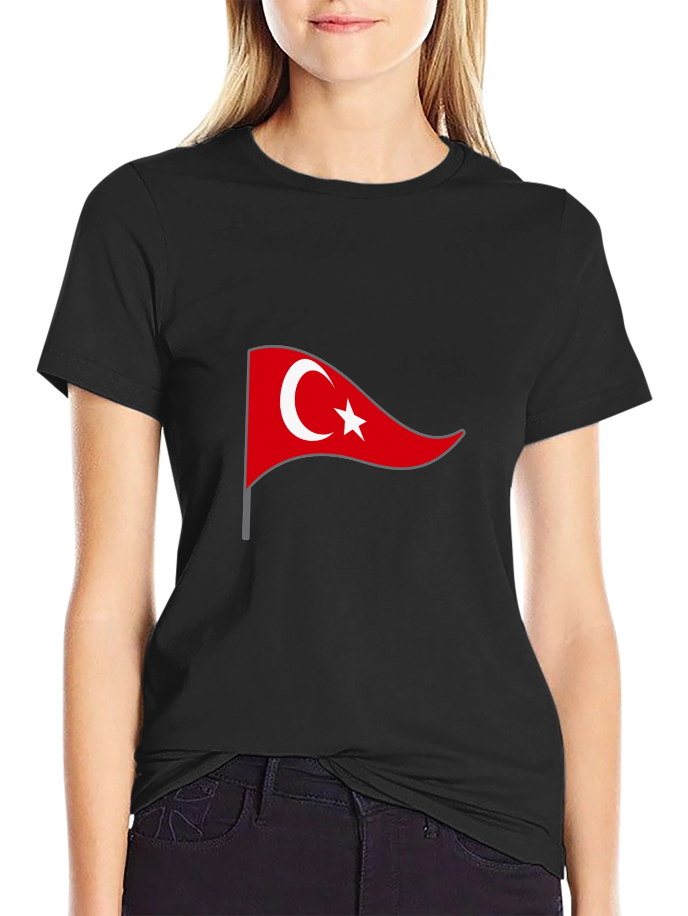 Turkey Flag Graphic Tee - Black Cotton T-Shirt
