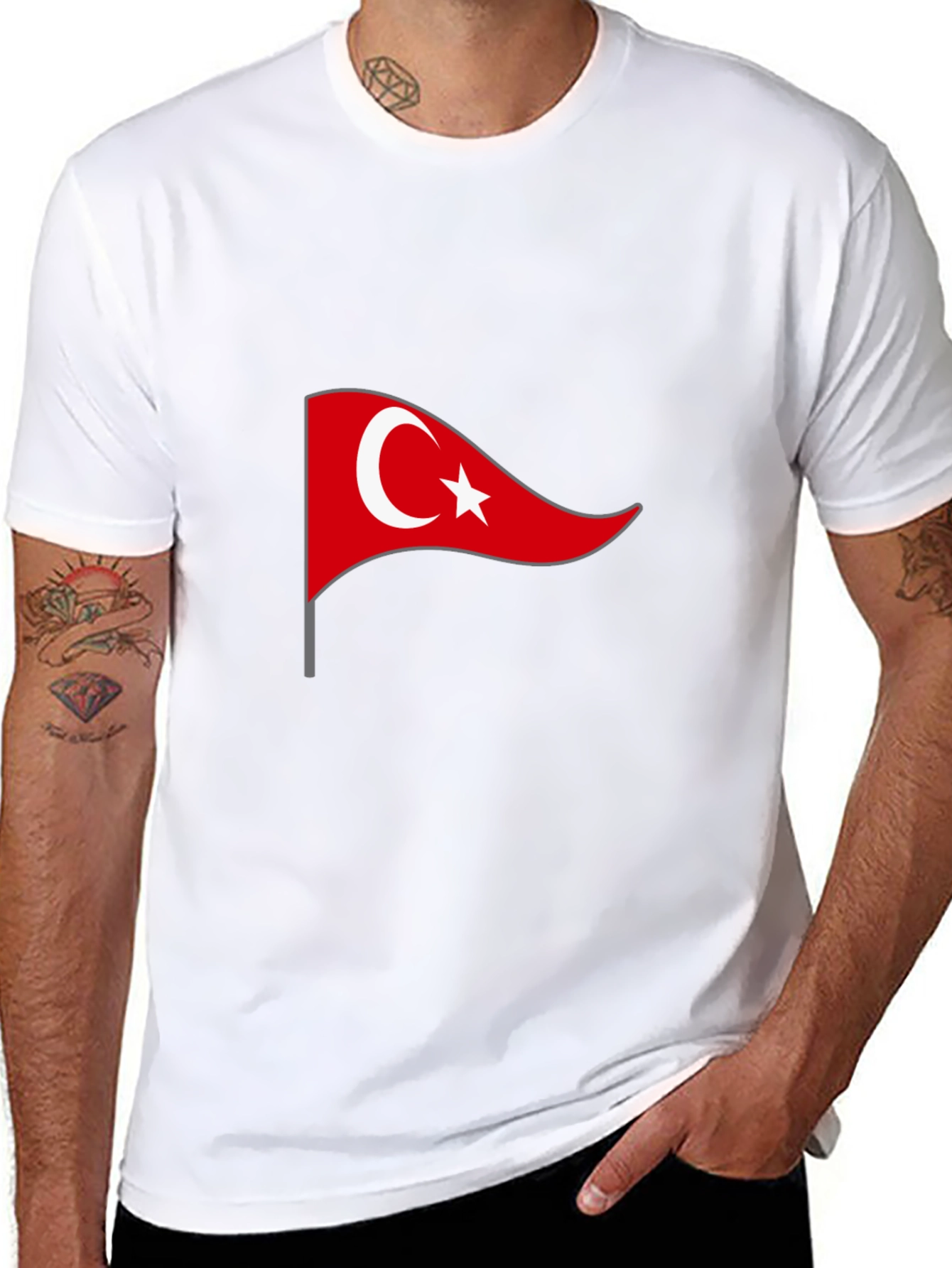 Turkey Flag Graphic Tee - Black Cotton T-Shirt