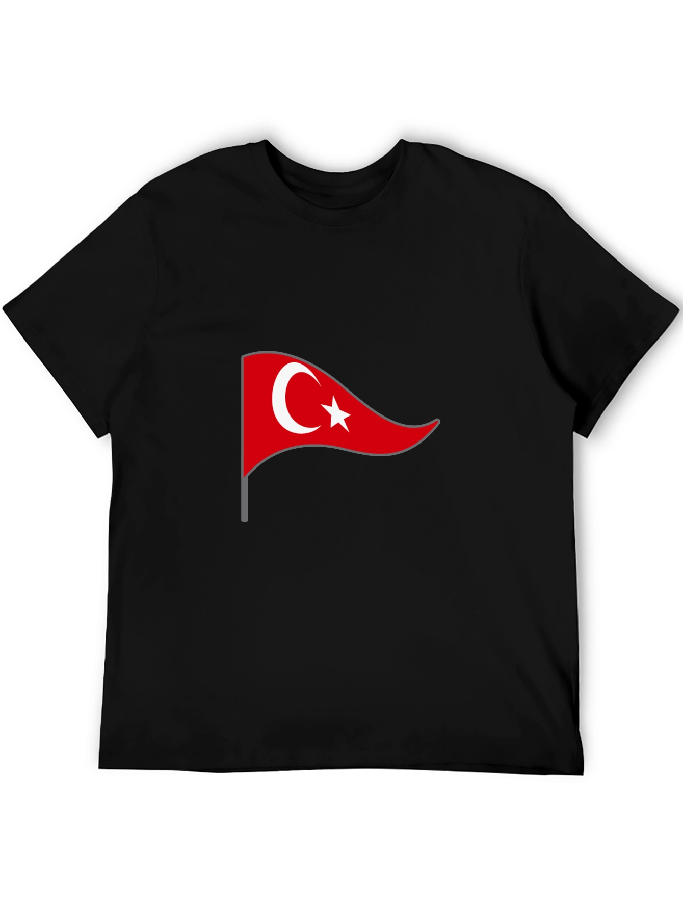 Turkey Flag Graphic Tee - Black Cotton T-Shirt