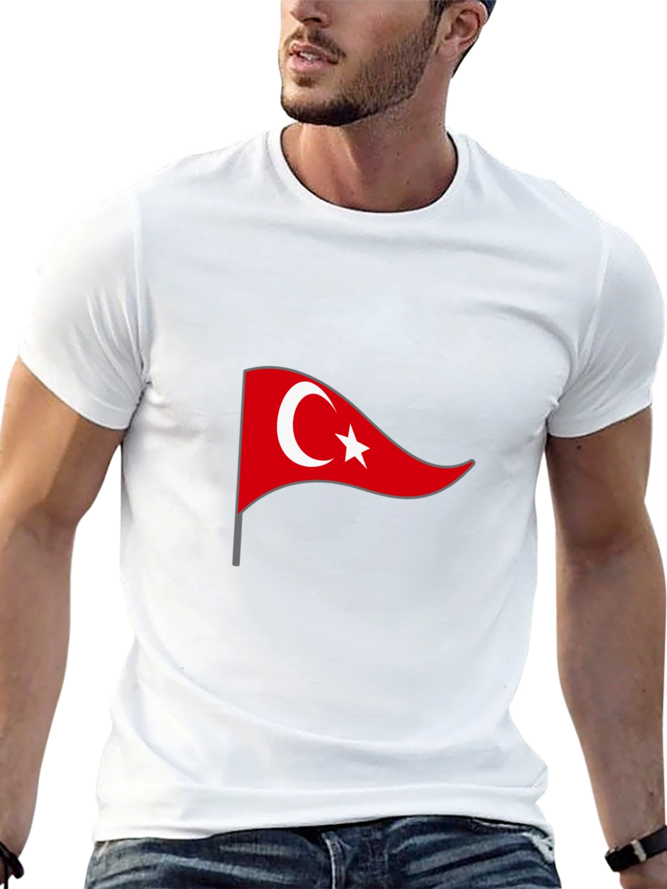 Turkey Flag Graphic Tee - Black Cotton T-Shirt