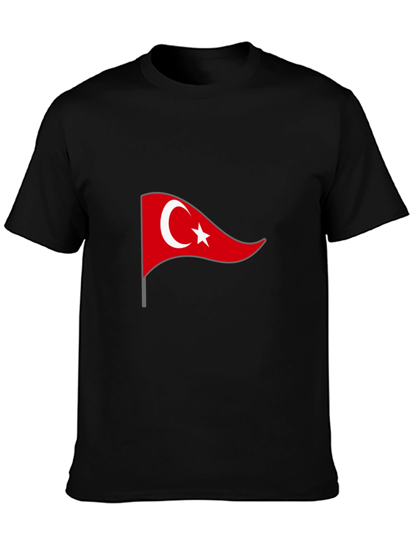 Turkey Flag Graphic Tee - Black Cotton T-Shirt