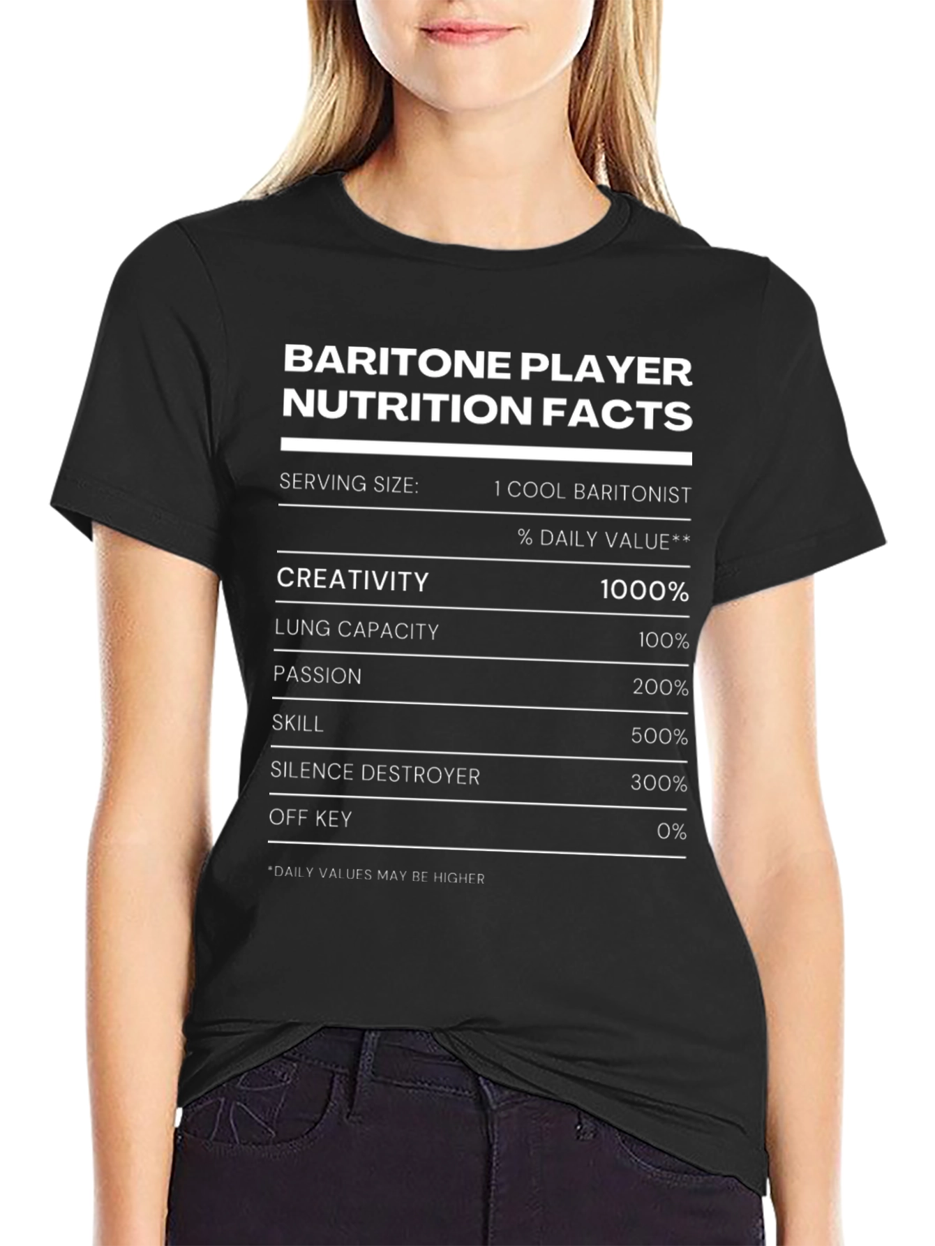 Baritone Player Nutrition Facts Funny Musician T-Shirt