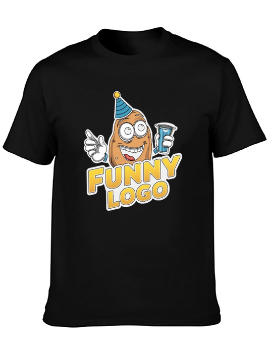 Funny Potato Logo Black T-Shirt