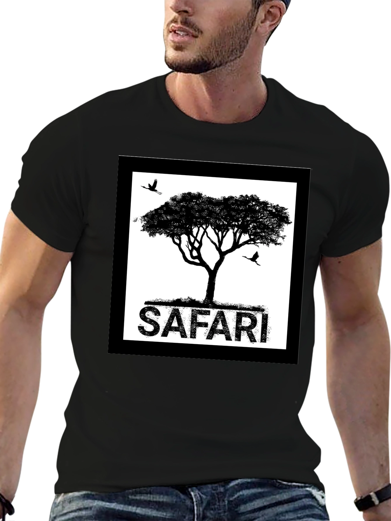 Safari Tree Graphic Black T-Shirt