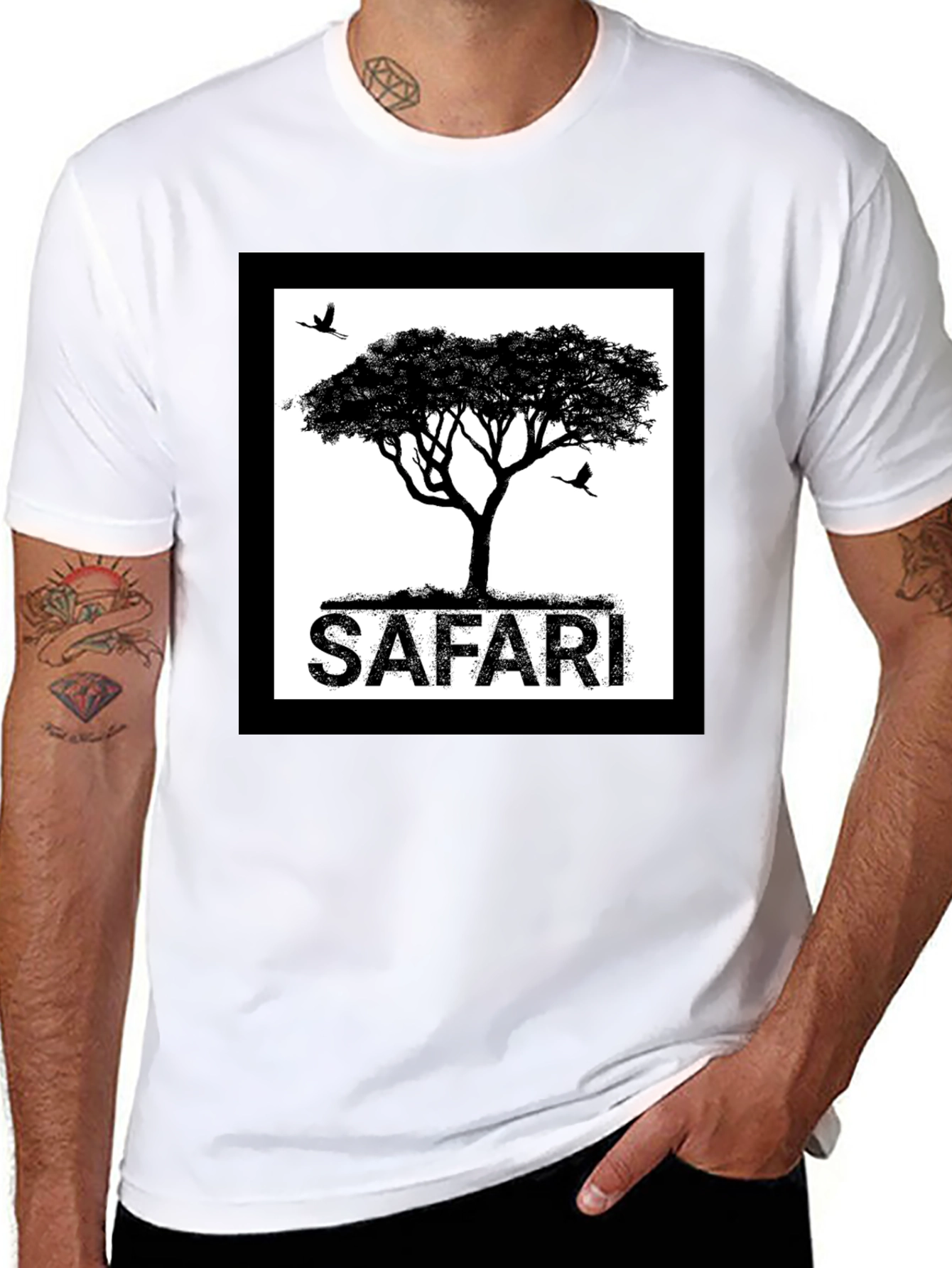 Safari Tree Graphic Black T-Shirt