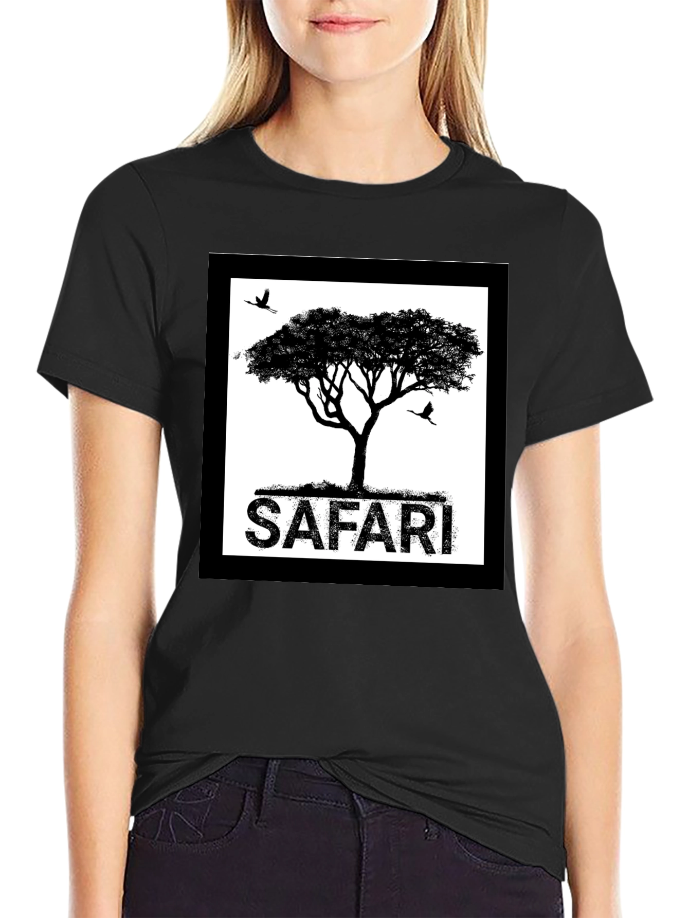 Safari Tree Graphic Black T-Shirt