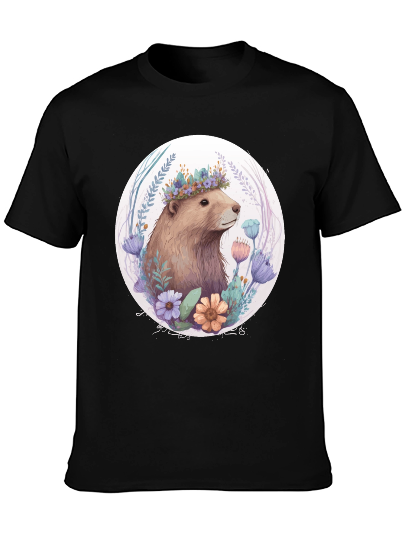 Floral Crown Beaver Graphic T-Shirt