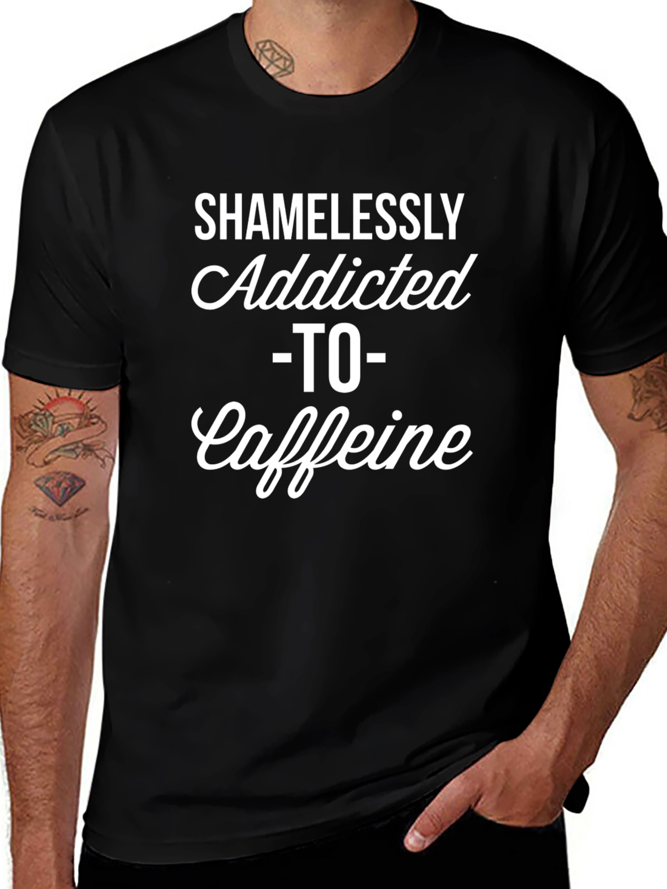 Shamelessly Addicted to Caffeine Black T-Shirt