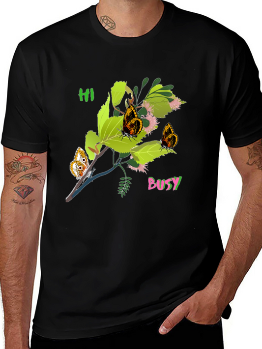 Black T-Shirt with Butterfly Bush Graphic