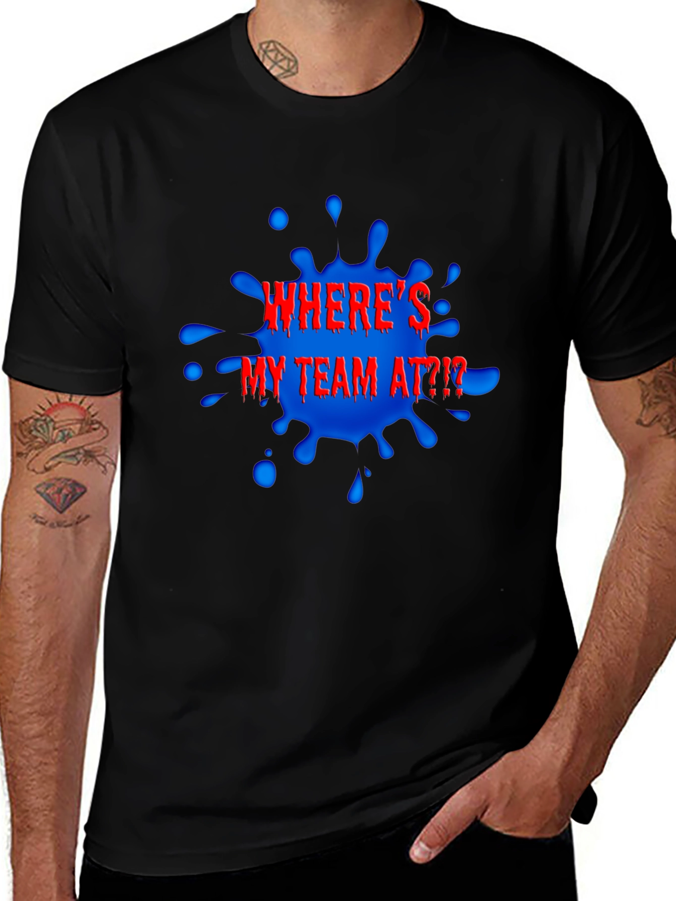 Wheres My Team At?! Black Graphic Tee