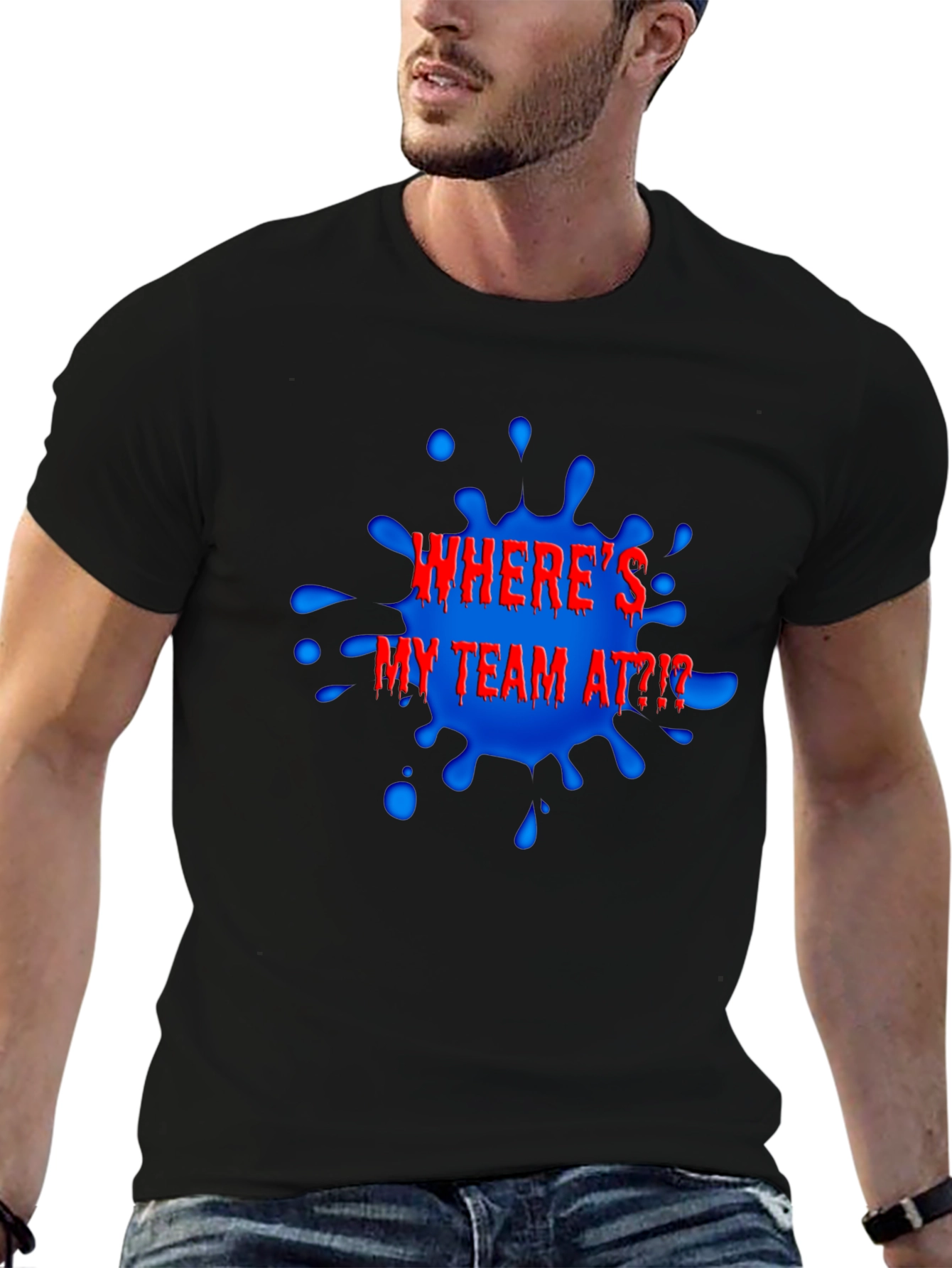 Wheres My Team At?! Black Graphic Tee