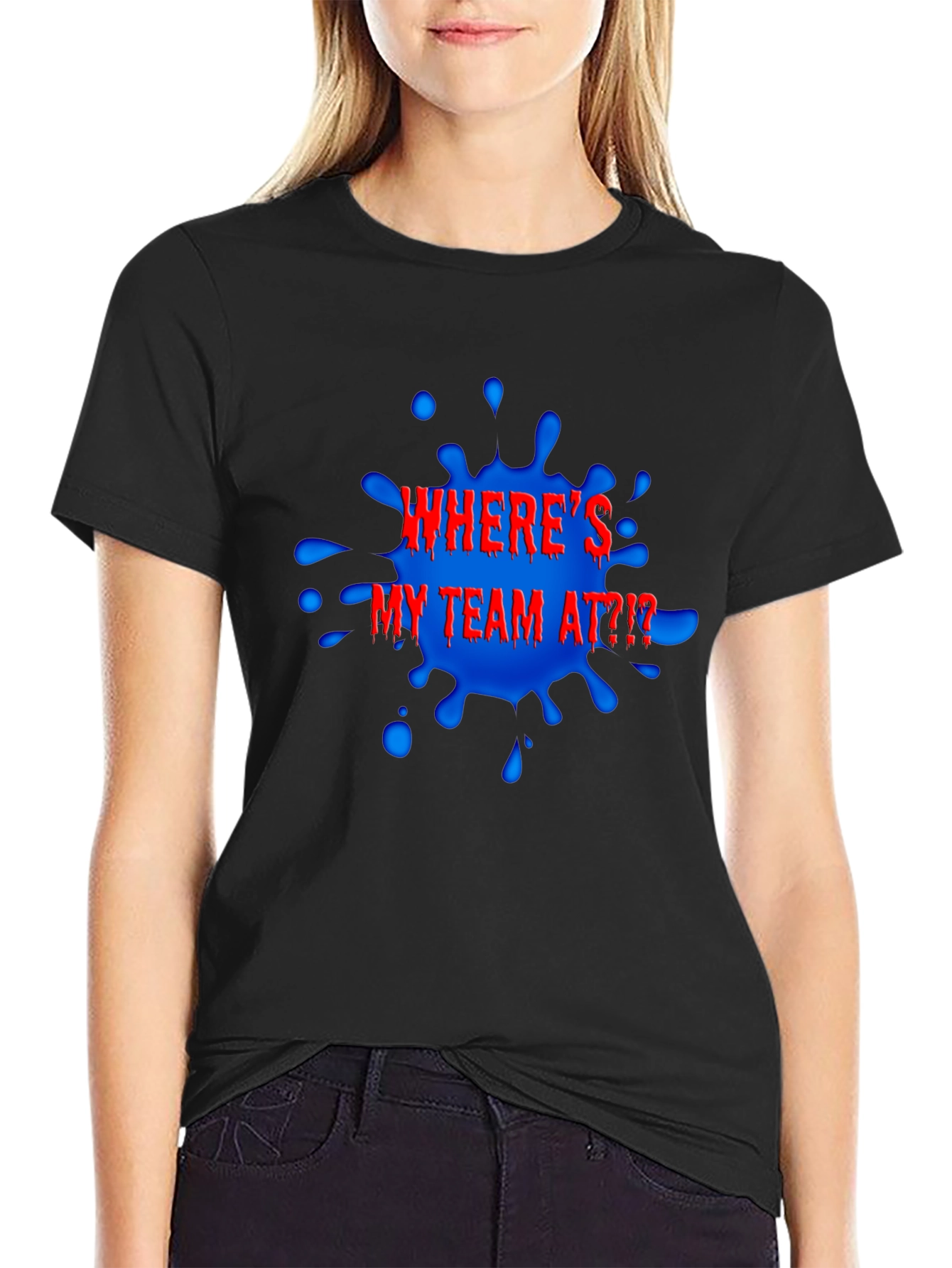 Wheres My Team At?! Black Graphic Tee